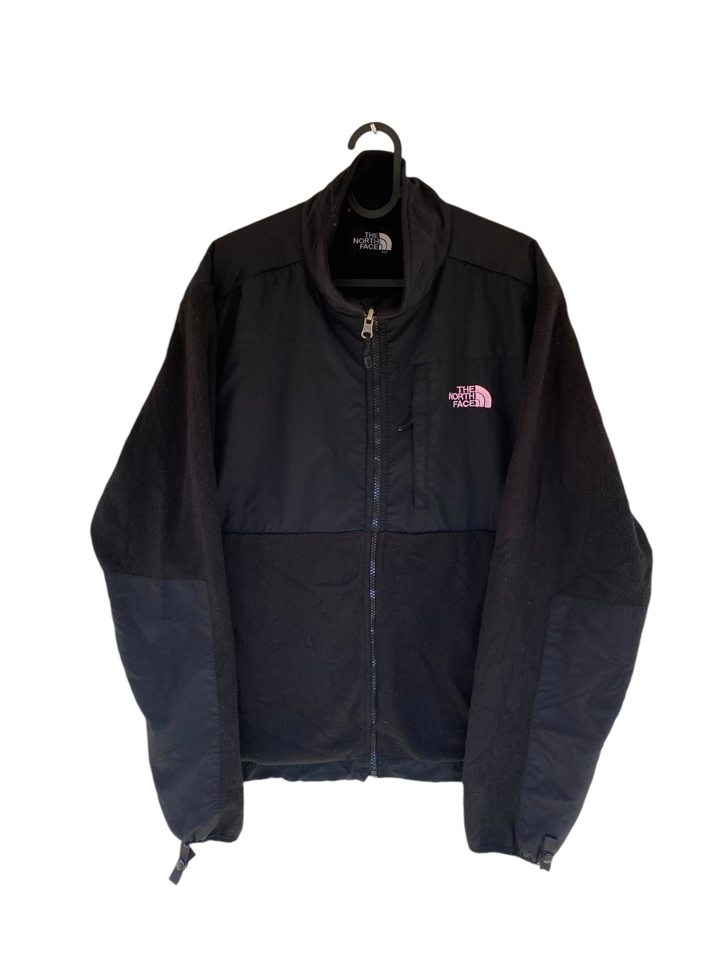 Black the North Face Denali fleece pink logo