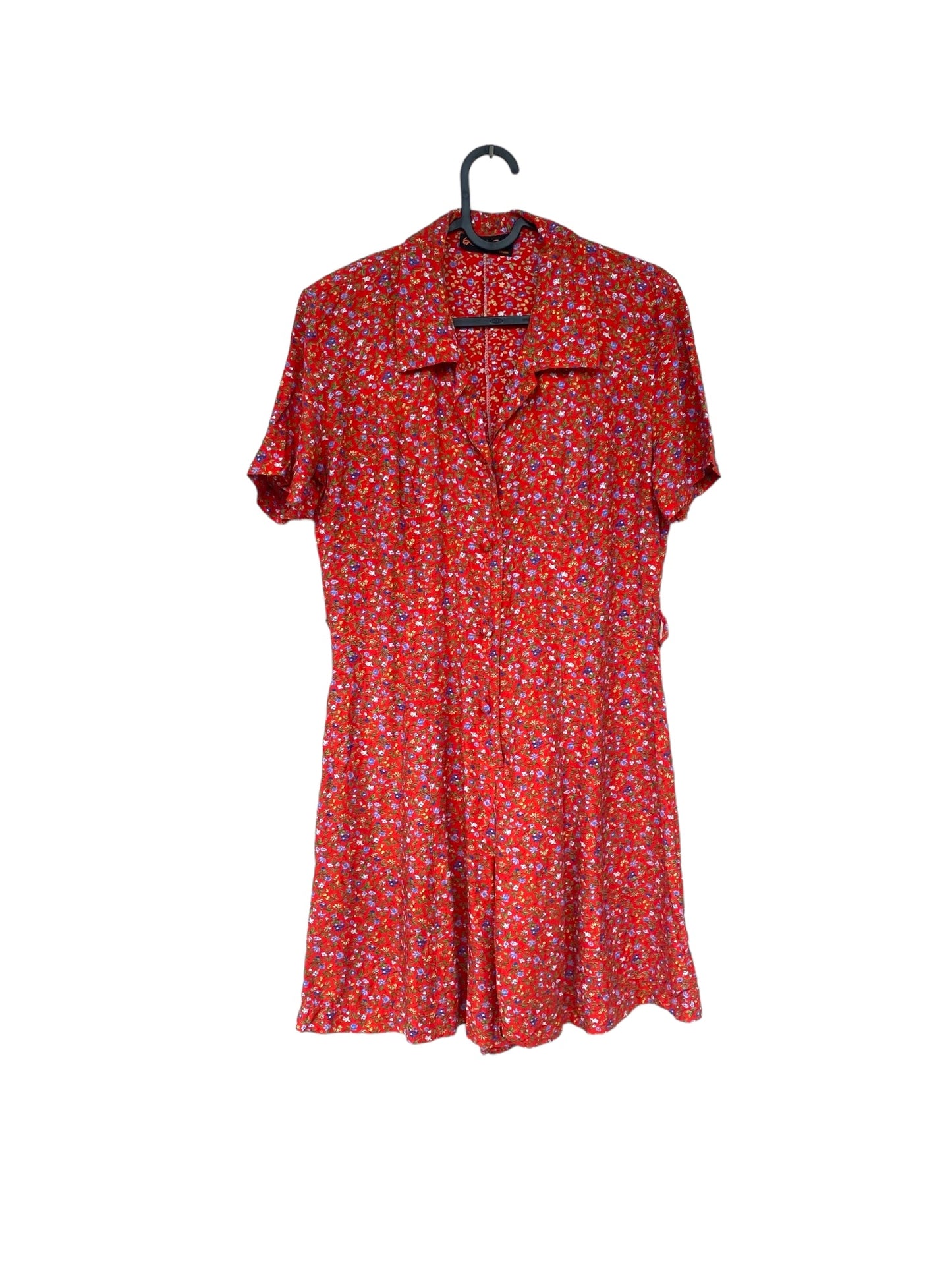 Red floral overall- dress style