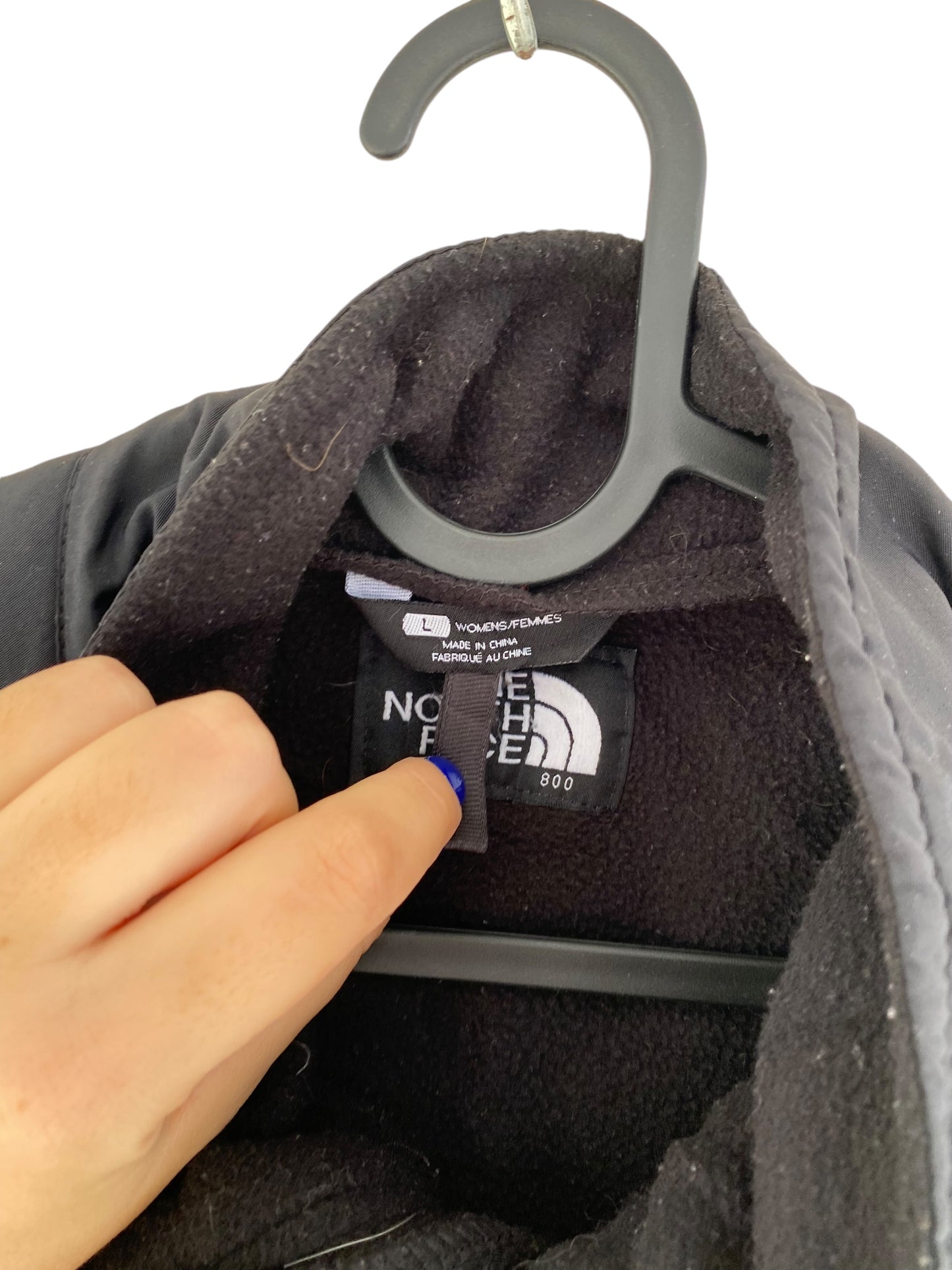 Black the North Face Denali fleece pink logo