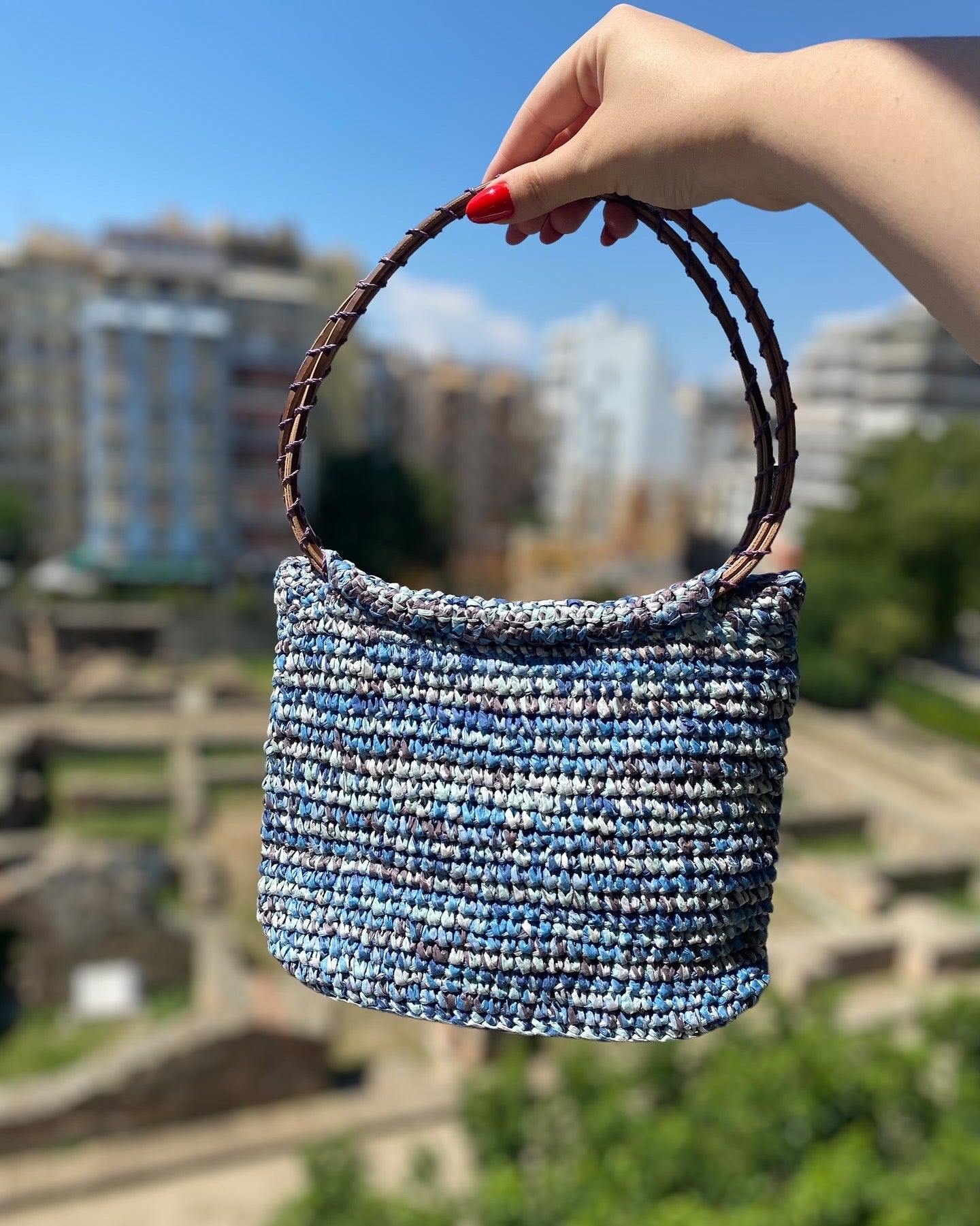 Summer vintage handmade straw bag