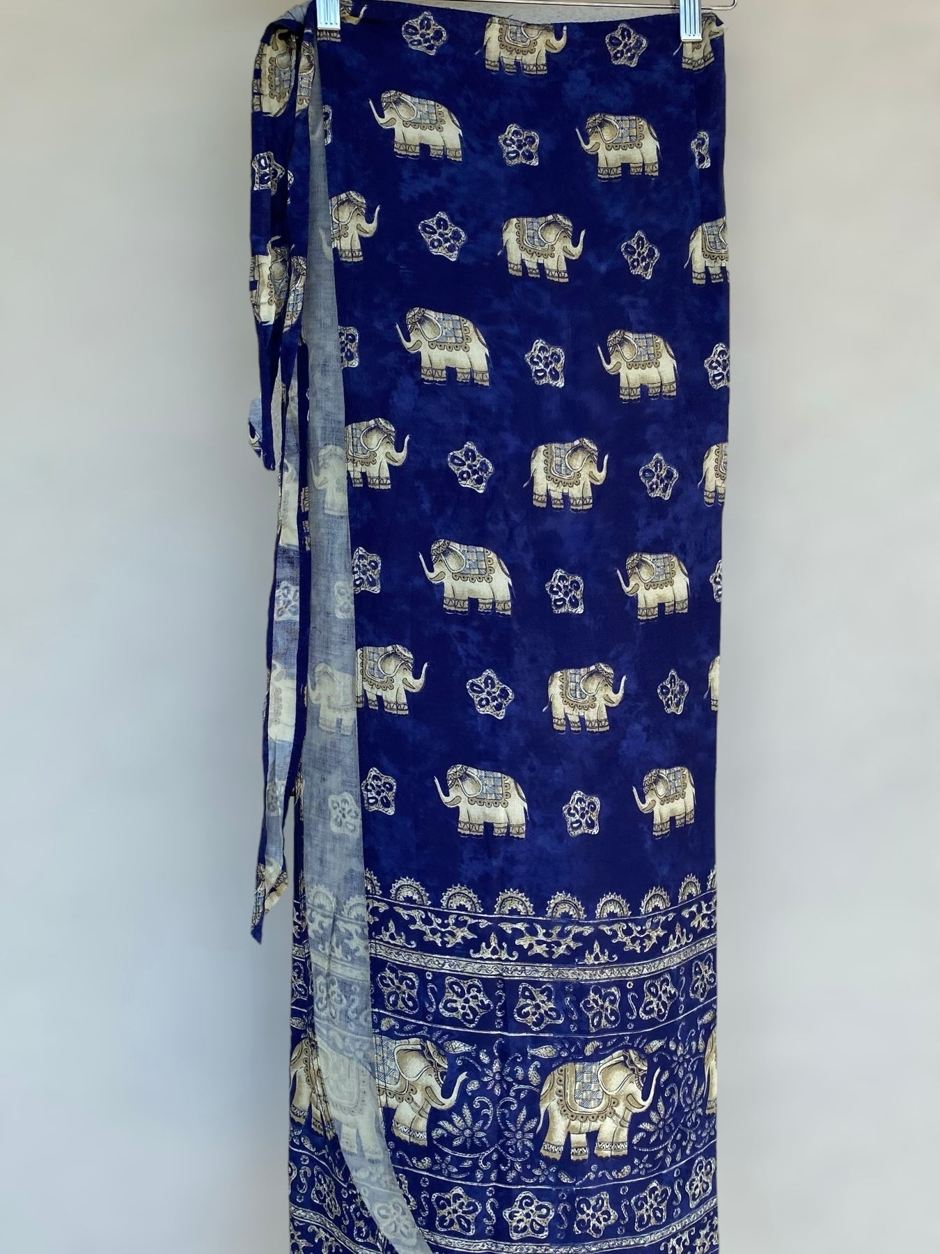 Boho vintage wrapped skirt with elephants