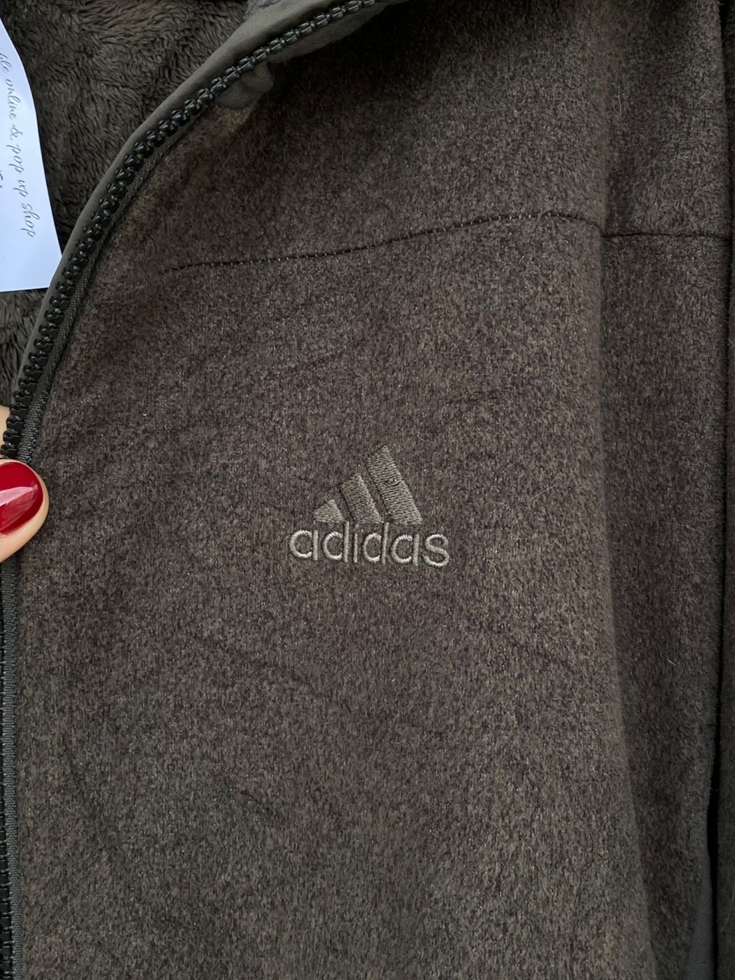 Adidas brown-grey fleece cardigan