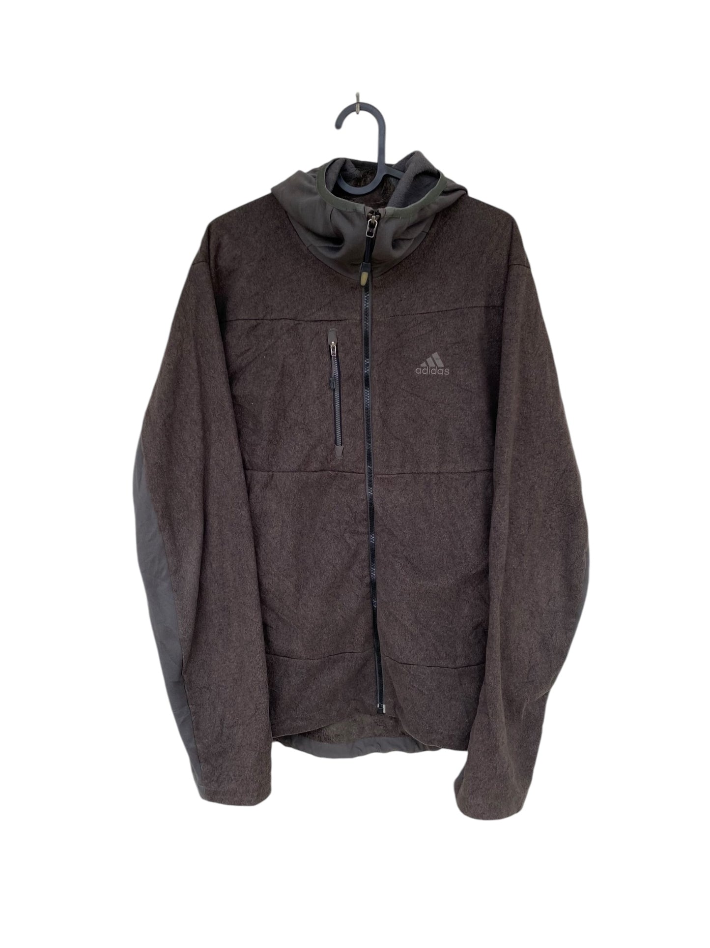 Adidas brown-grey fleece cardigan