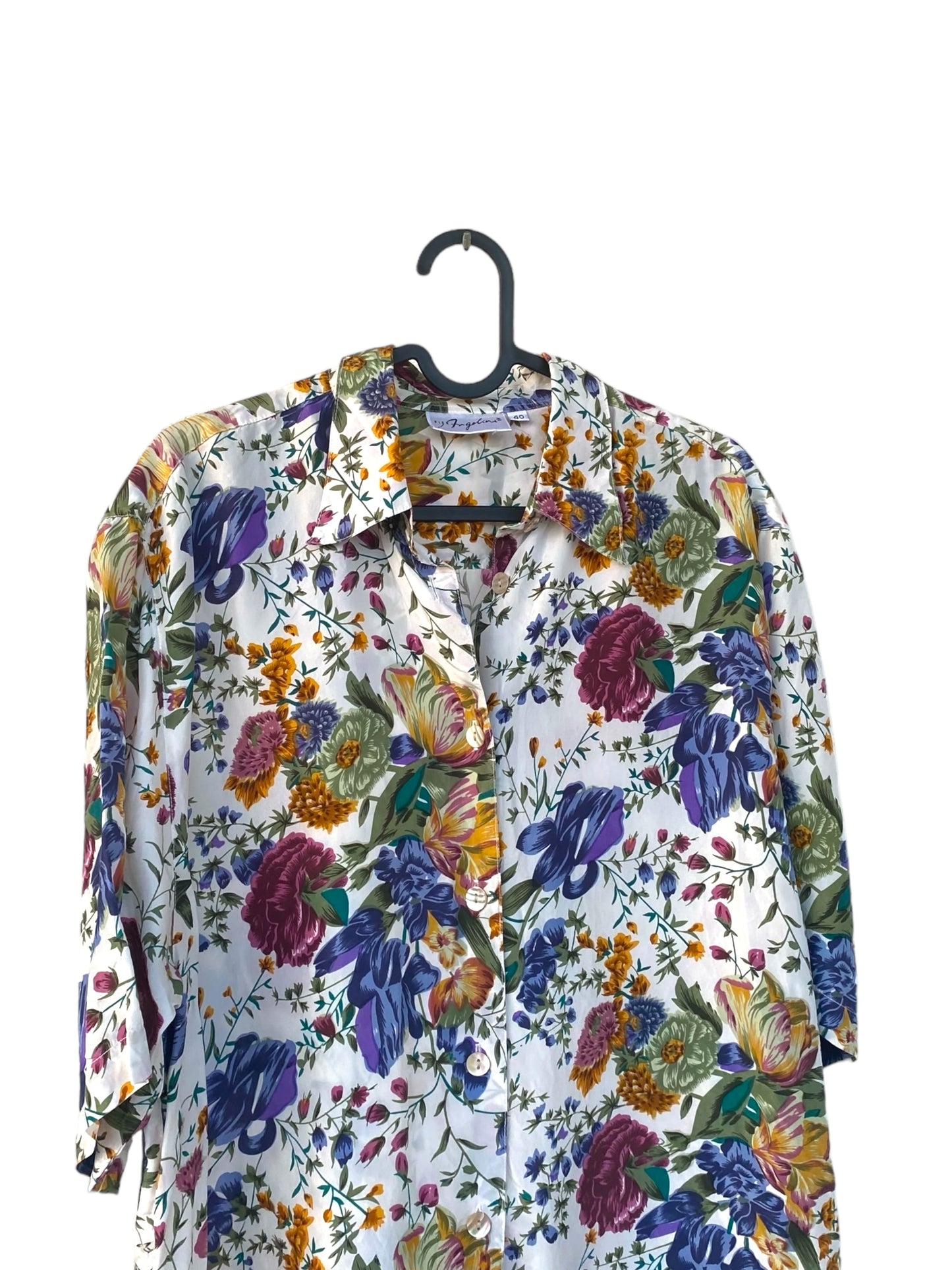 “Flowers blooming” vintage silk T-shirt