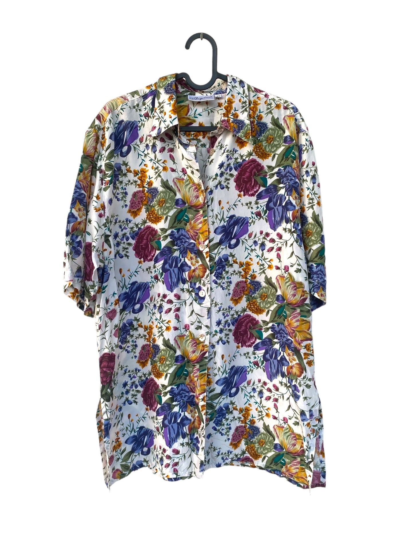 “Flowers blooming” vintage silk T-shirt