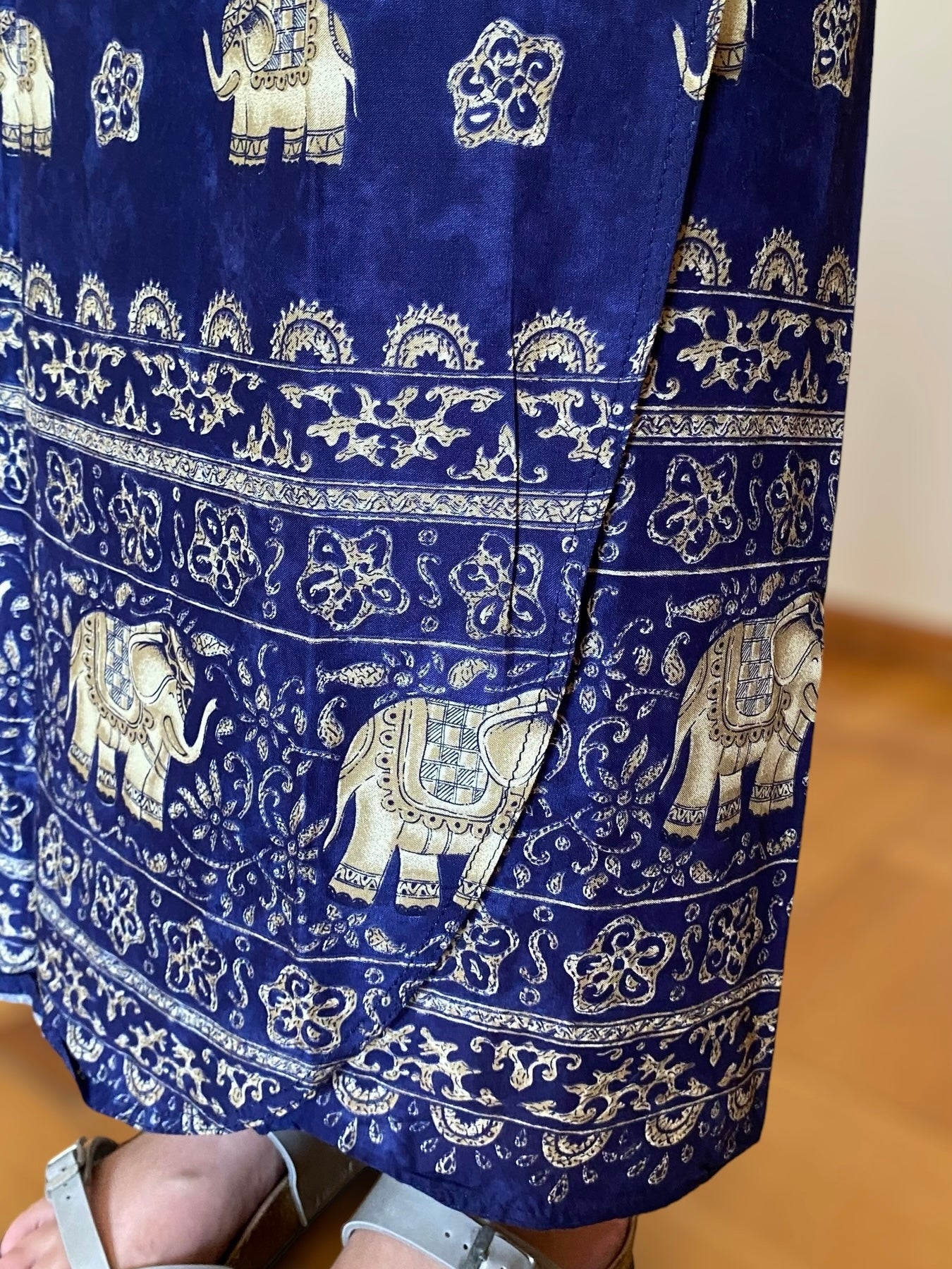 Boho vintage wrapped skirt with elephants