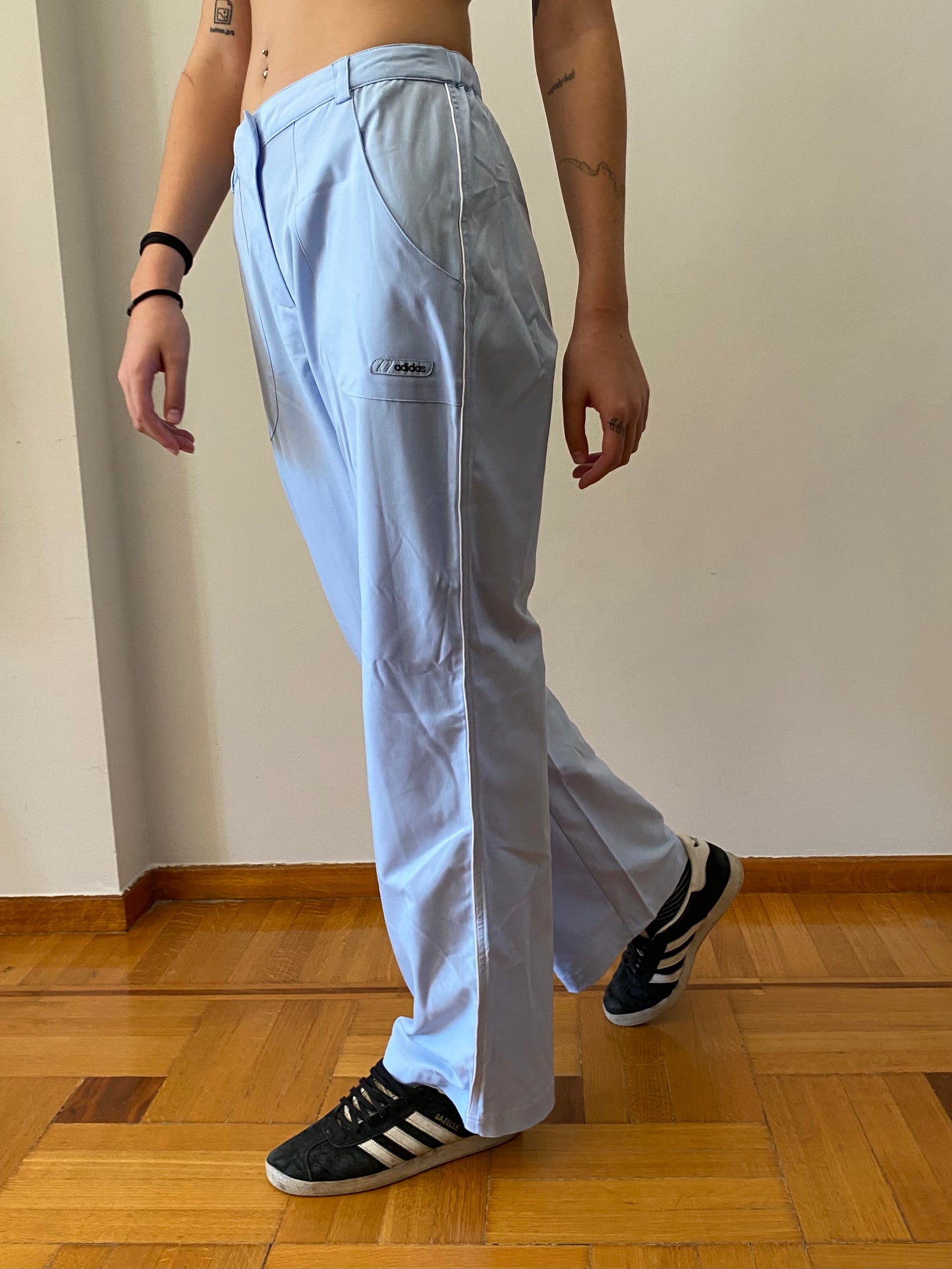 Sky blue adidas track pants