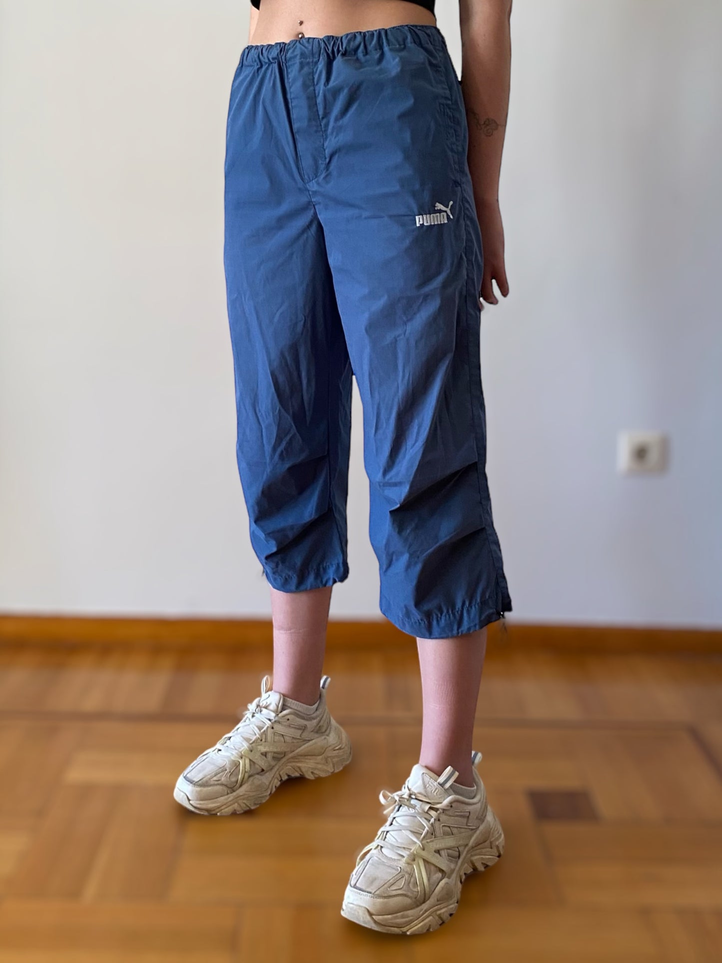 Vintage Puma in dusty blue 3/4 track pants