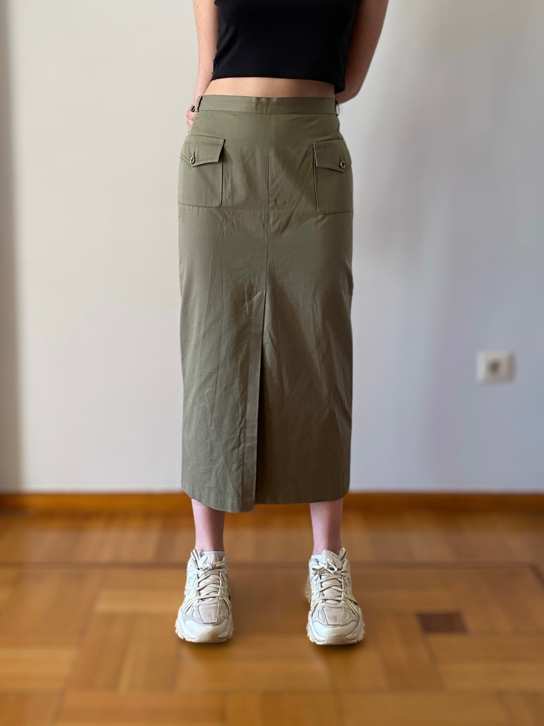 Olive midi skirt