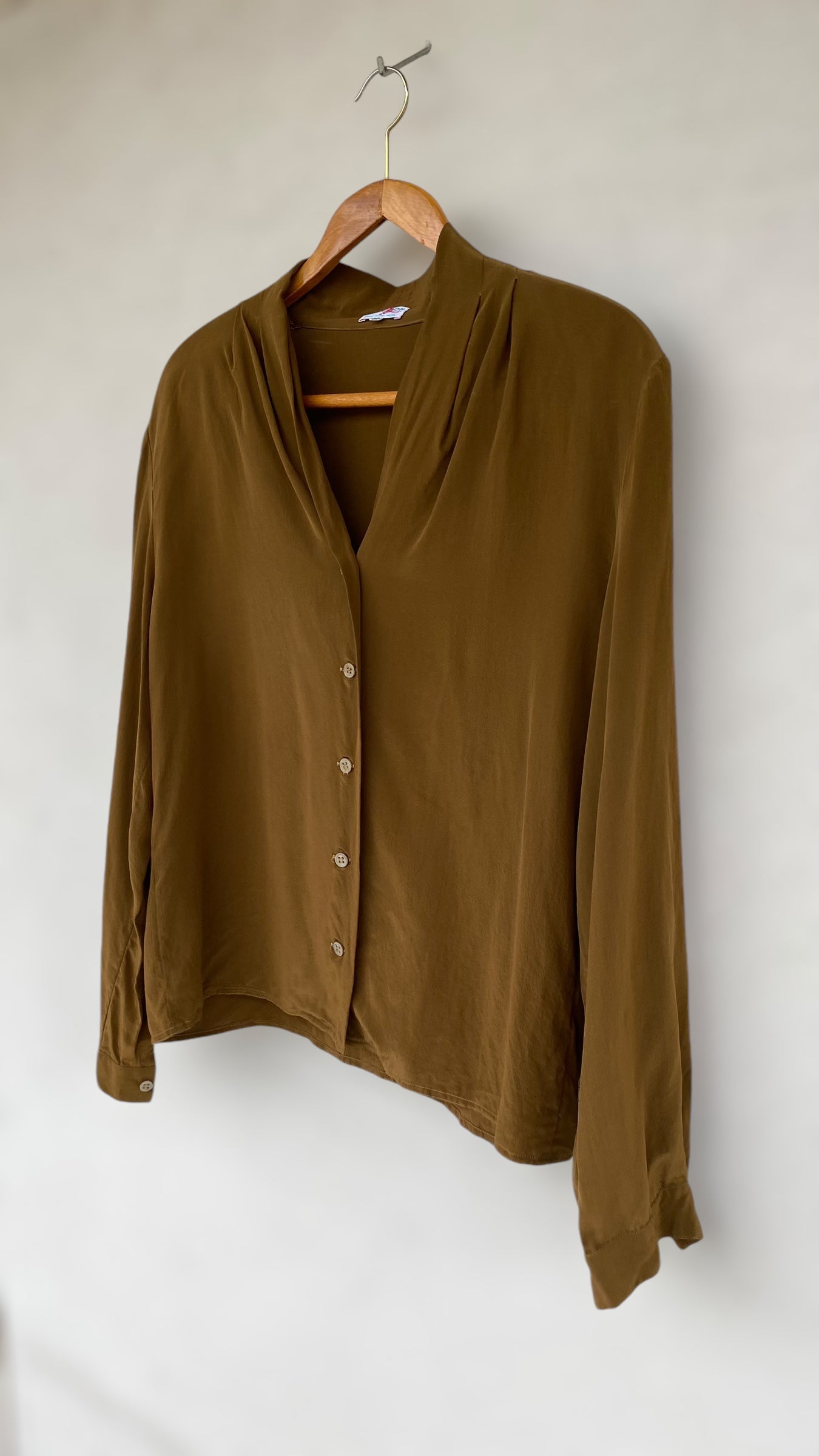 Golden brown vintage silk shirt