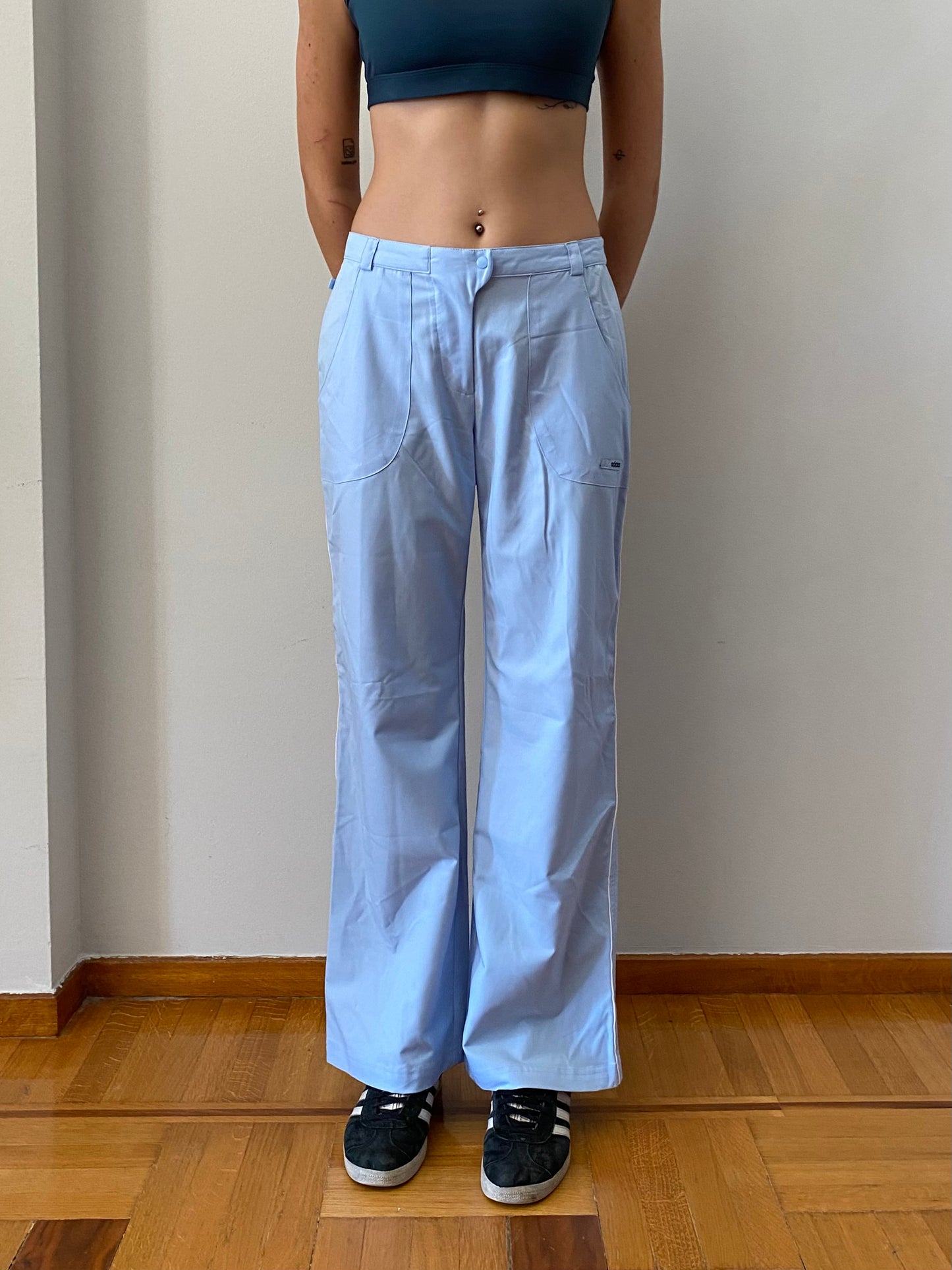 Sky blue adidas track pants