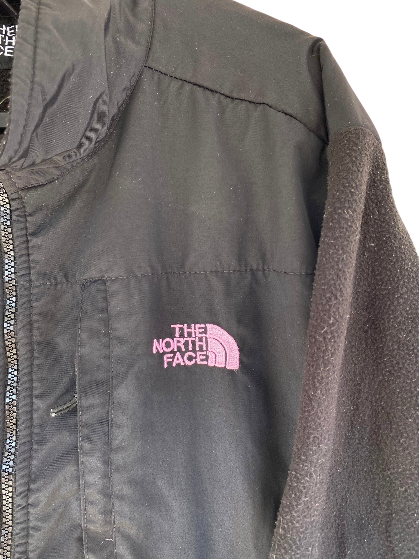 Black the North Face Denali fleece pink logo