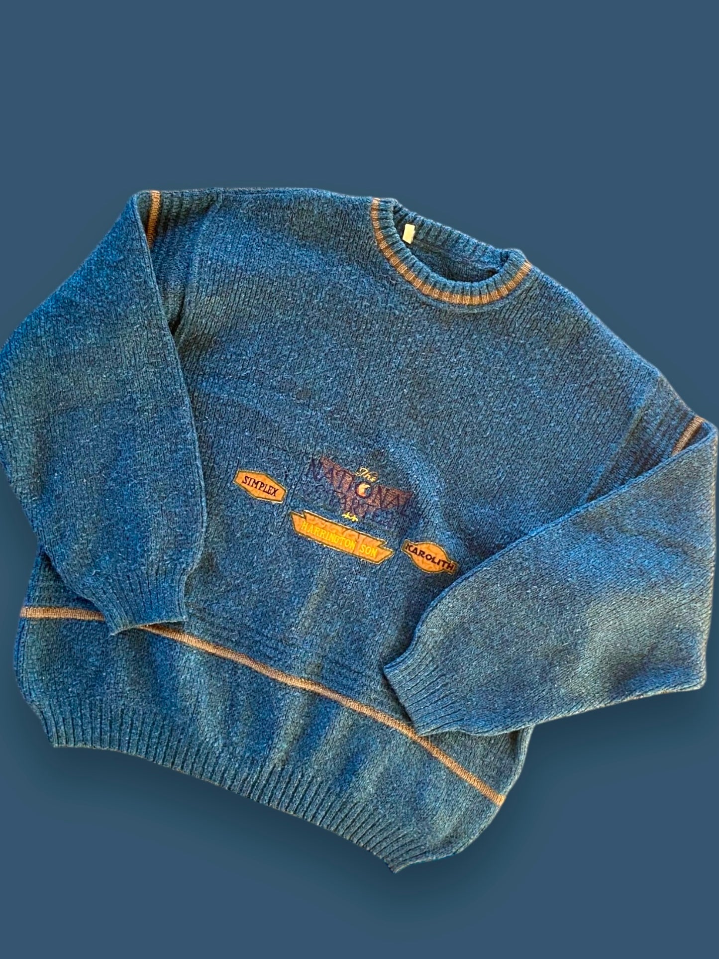 Blue vintage sweater with embroidered details