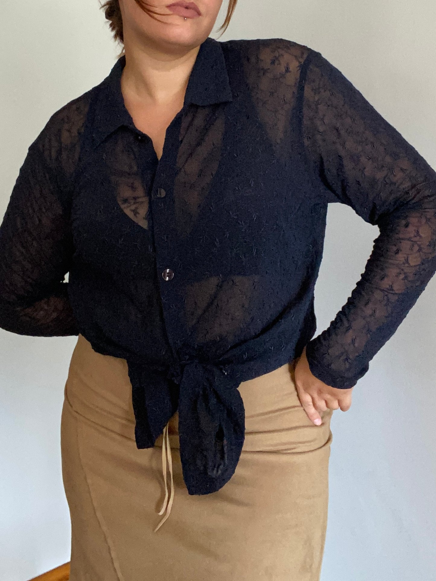 Dark blue see through vintage shirt