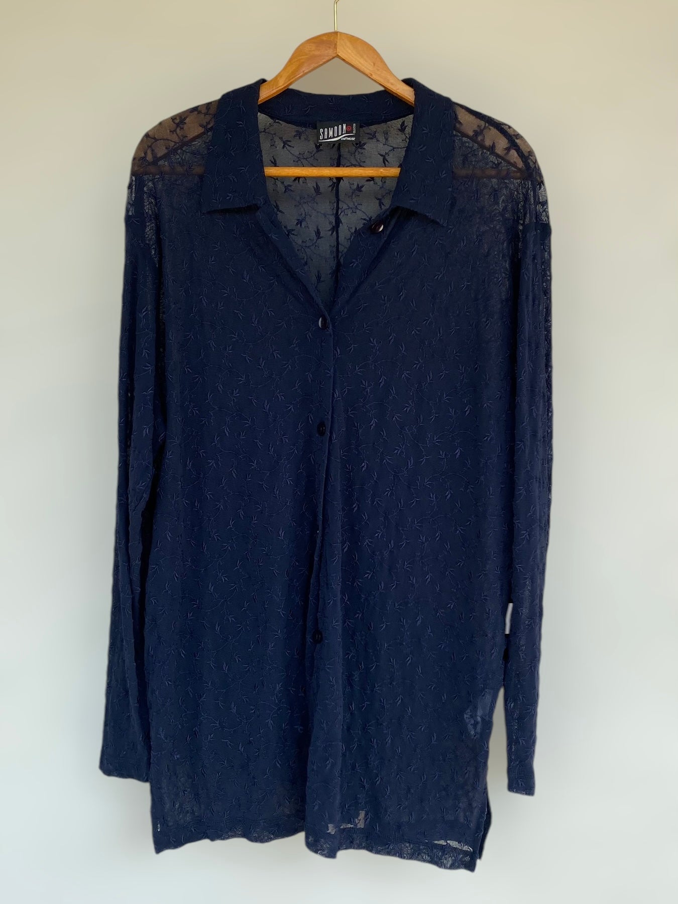 Dark blue see through vintage shirt