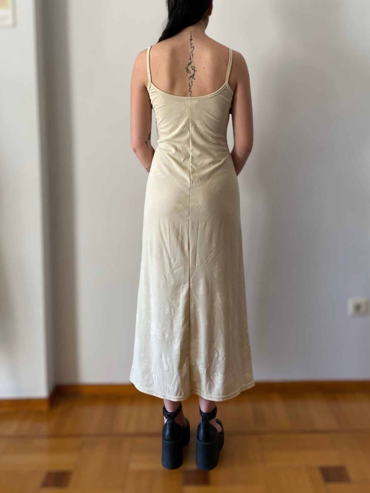 Romantic beige maxi dress