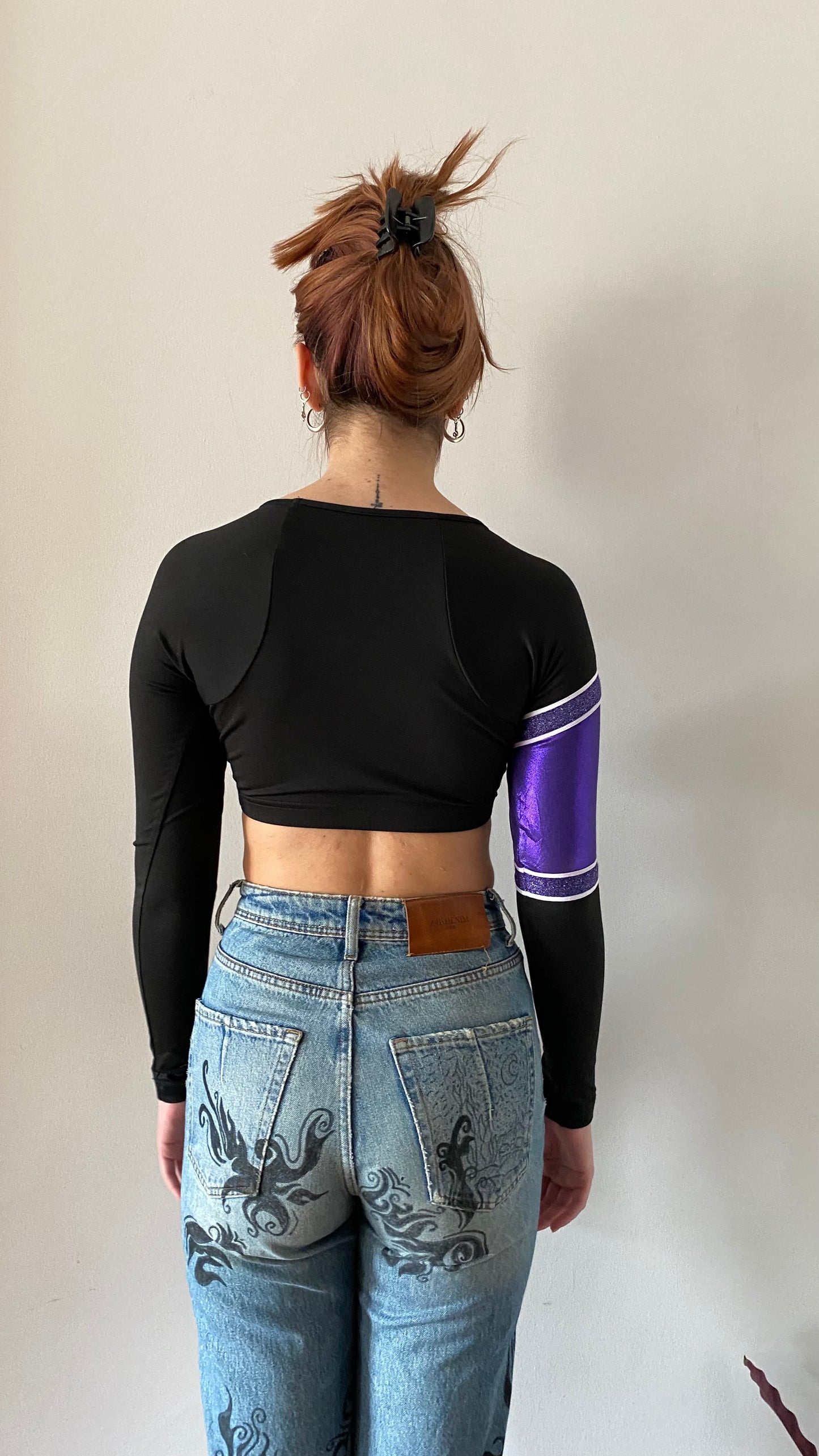 90s Cheerleader crop top with purple details