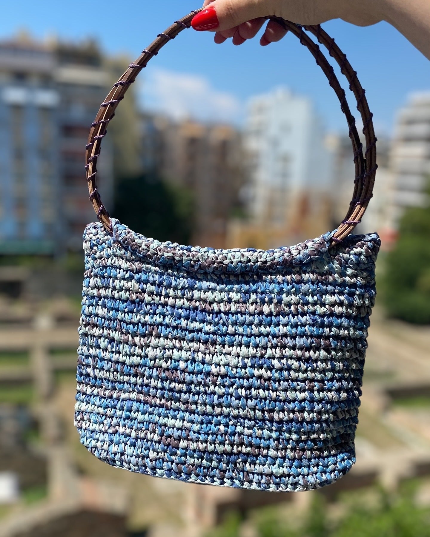 Summer vintage handmade straw bag