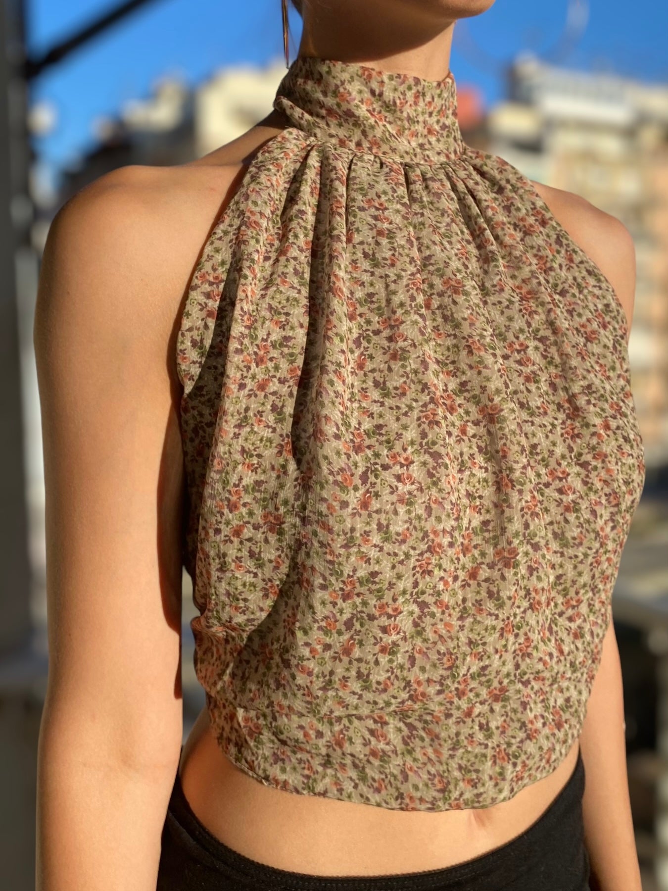 Romantic wrap back top