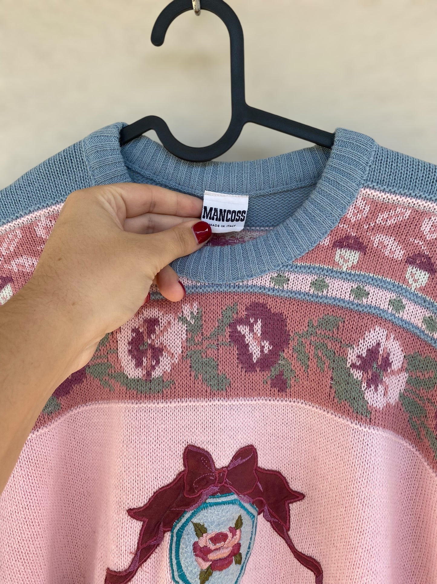 Vintage candy sweater with embroidered details