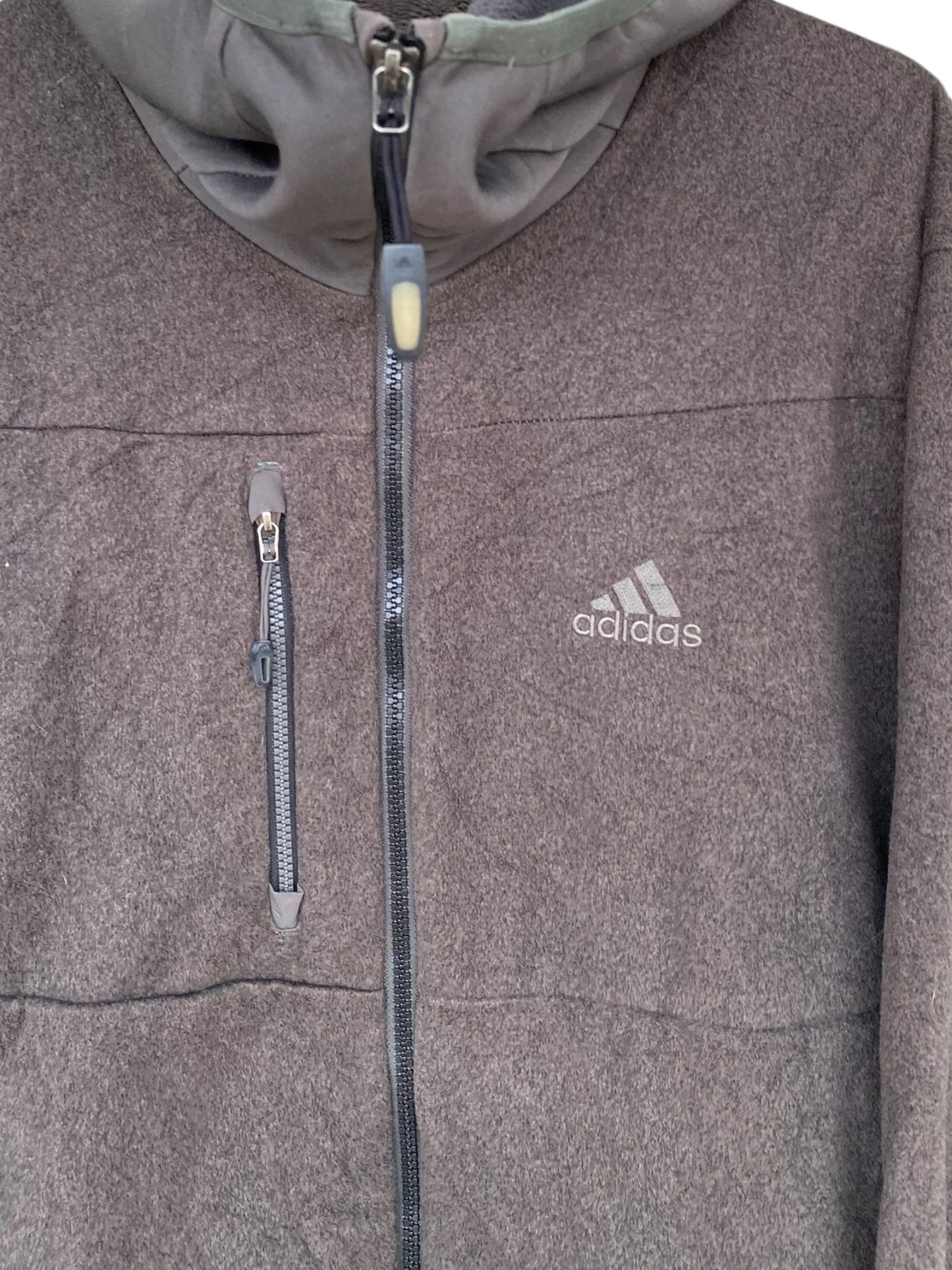 Adidas brown-grey fleece cardigan