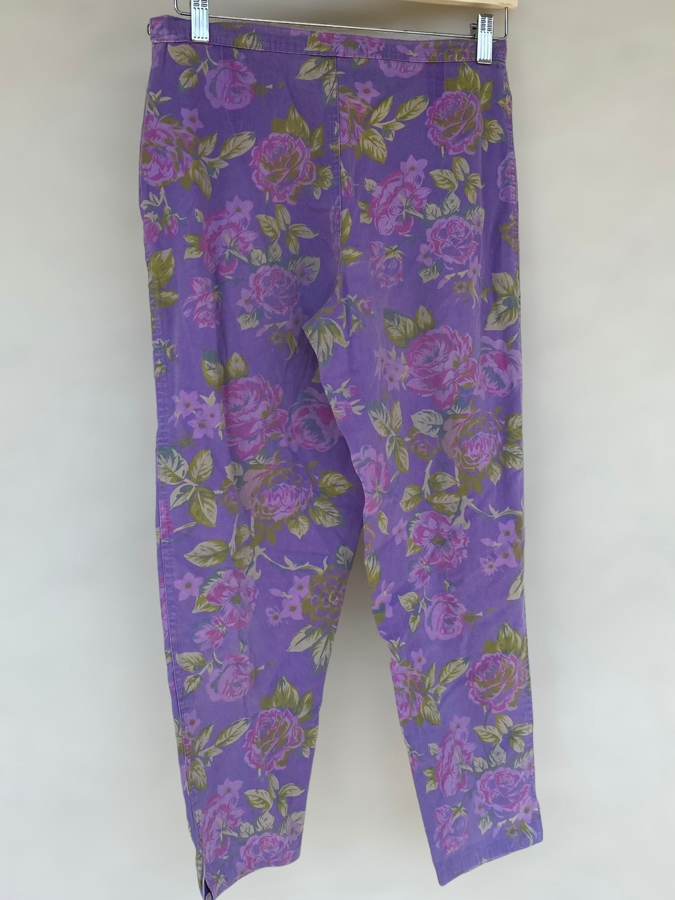 Vintage floral high waisted cotton capri