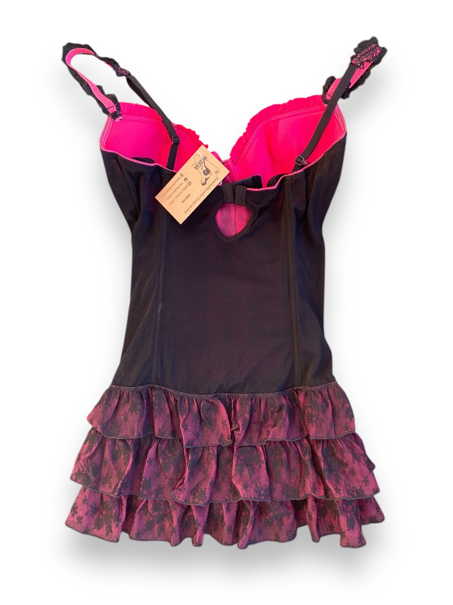 00s pink-black lingerie corset