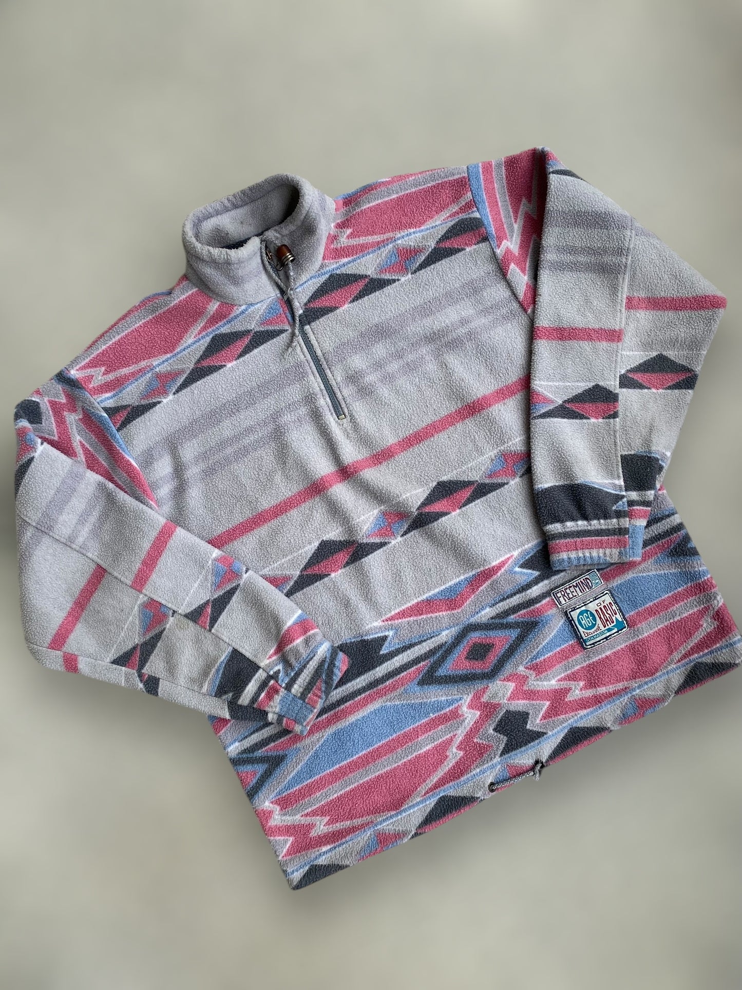 Crazy fleece in pink & grey