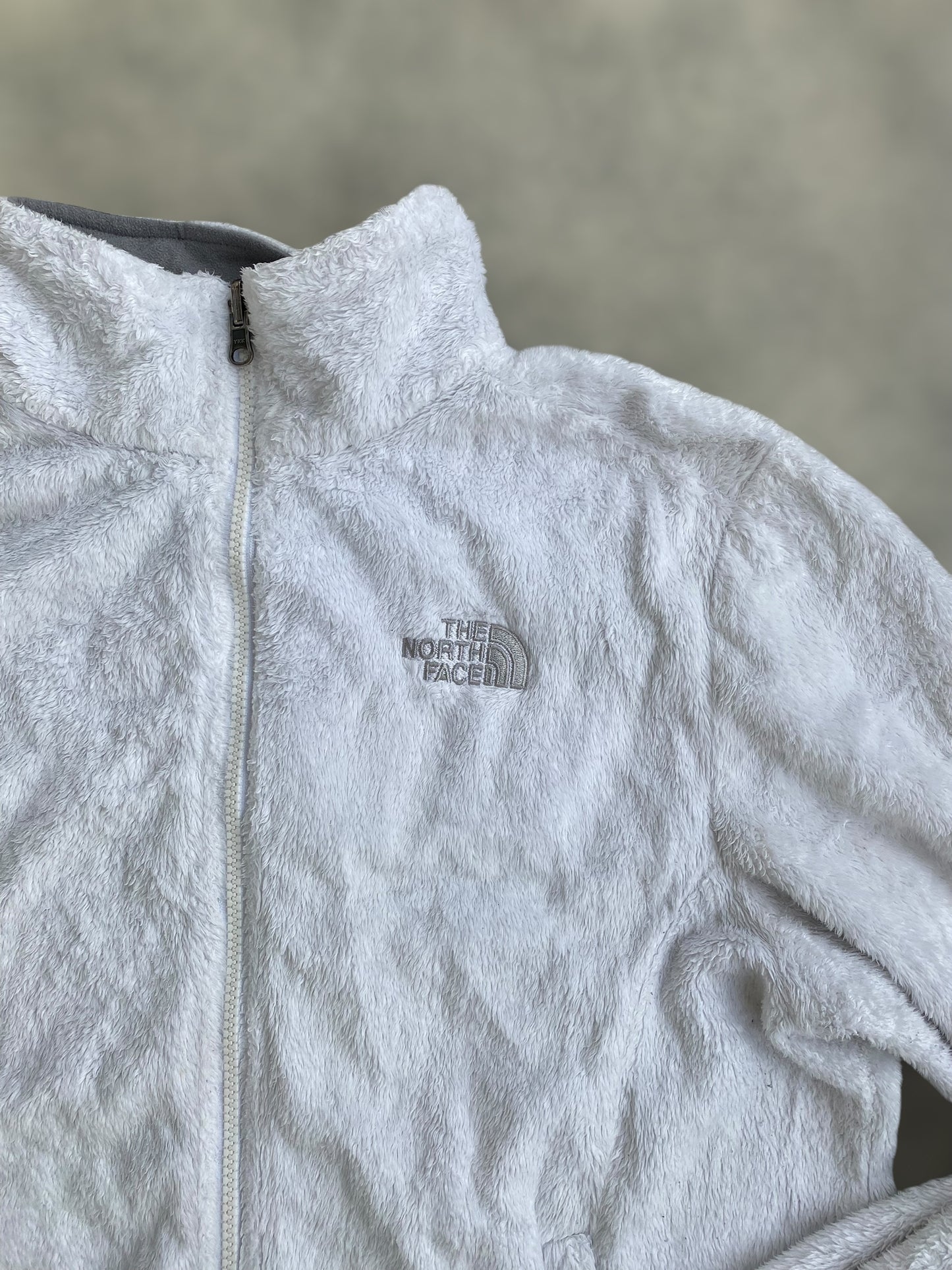 White The North Face furry fleece