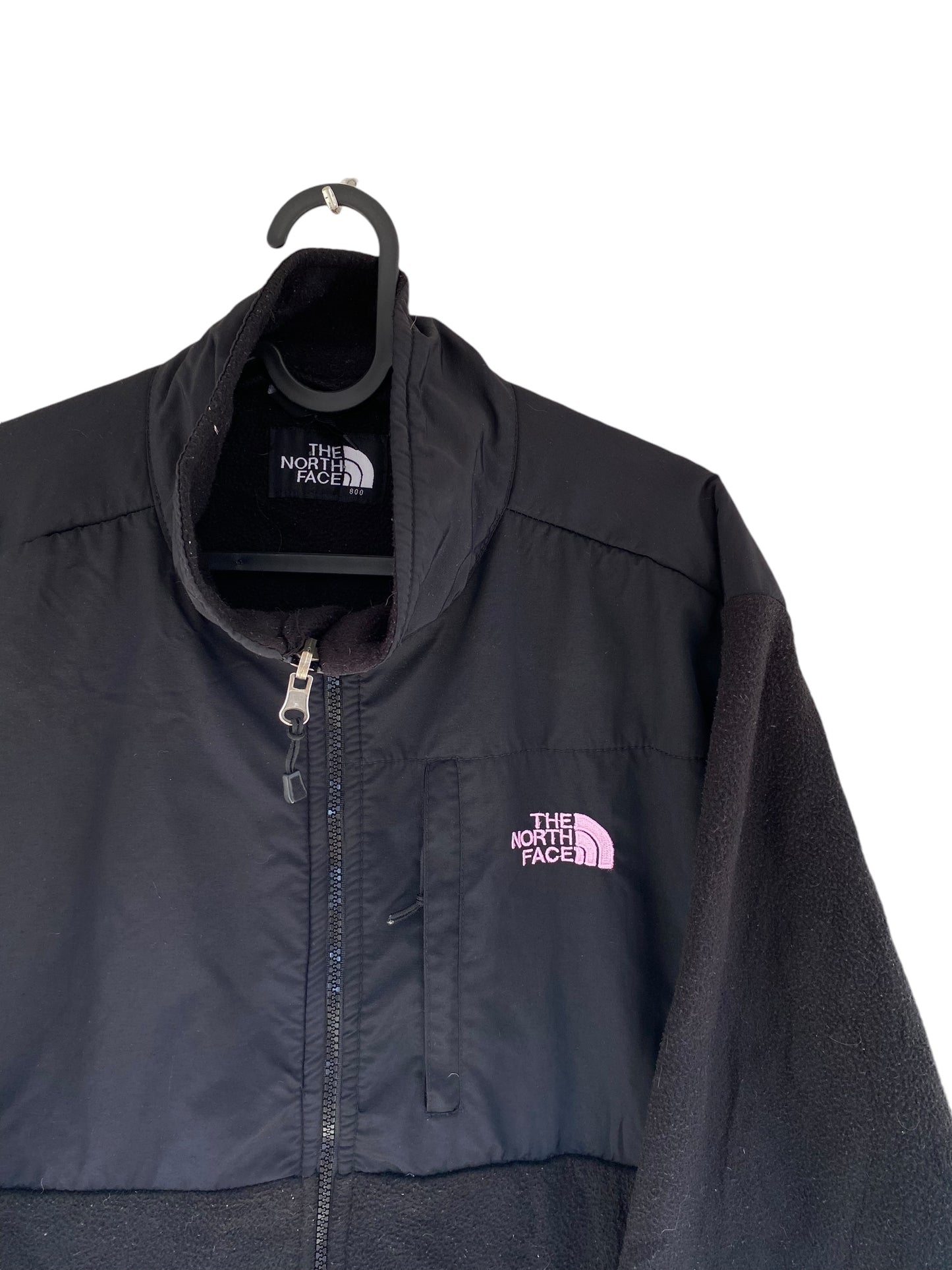 Black the North Face Denali fleece pink logo