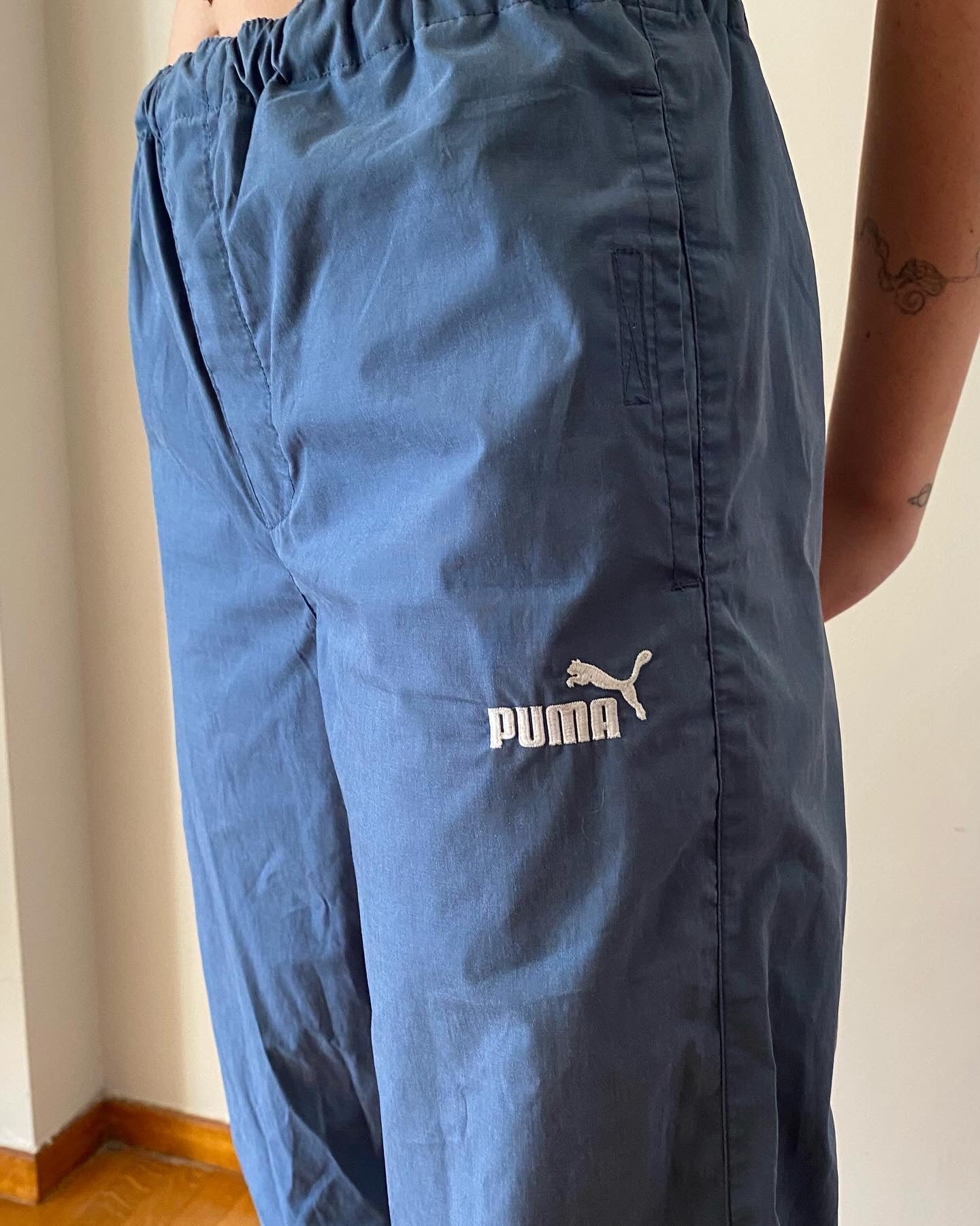 Vintage Puma in dusty blue 3/4 track pants