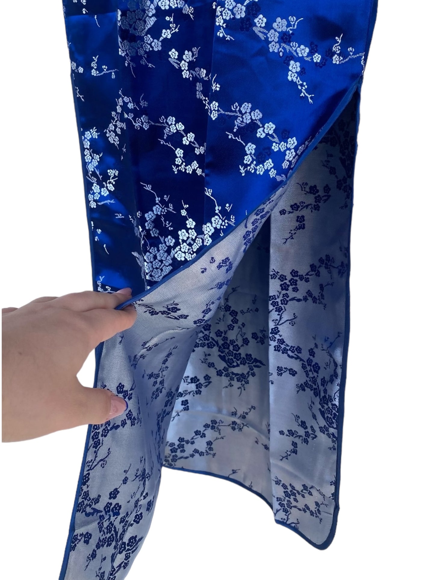 Dark blue Qipao silk long dress