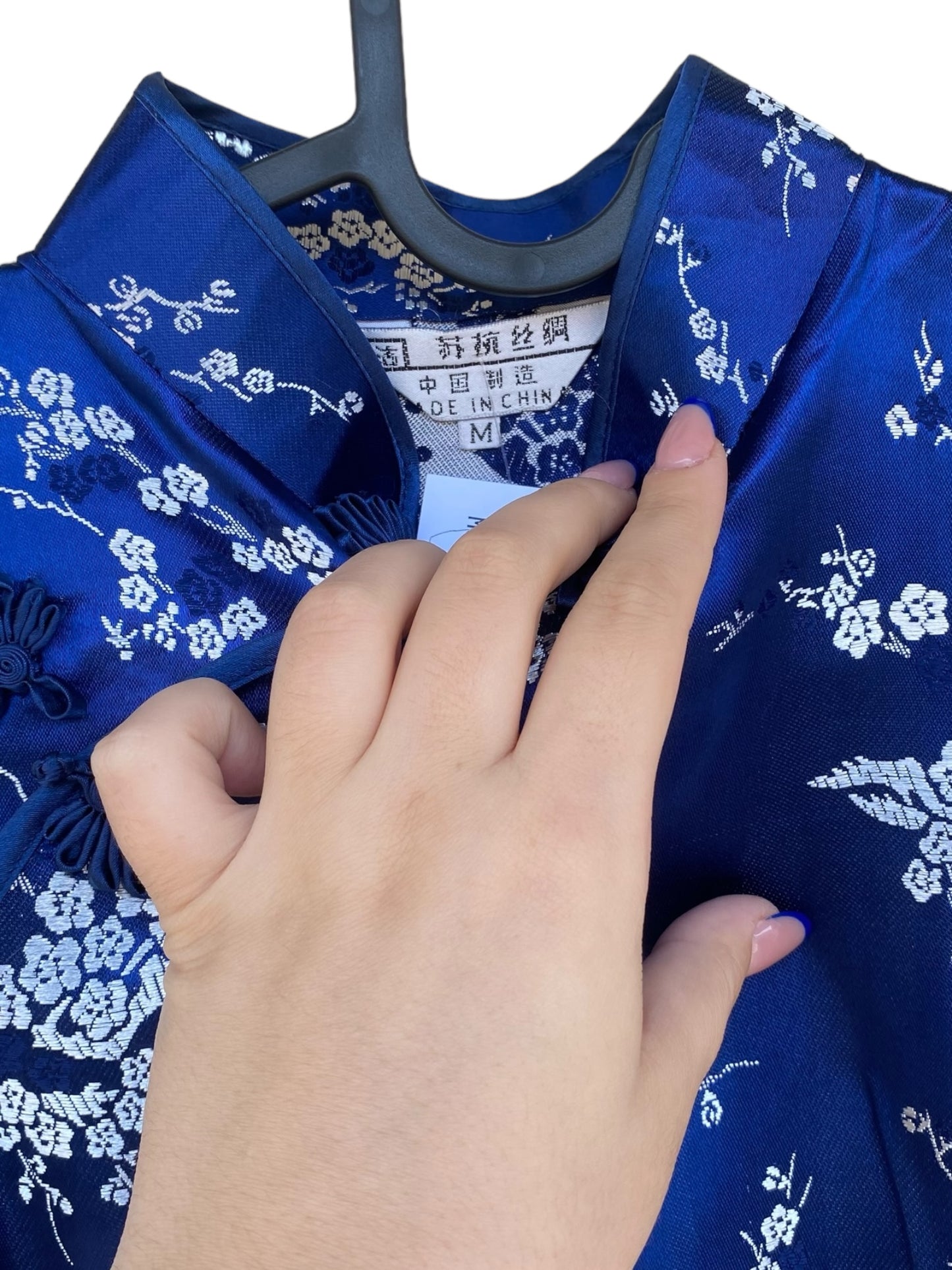 Dark blue Qipao silk long dress