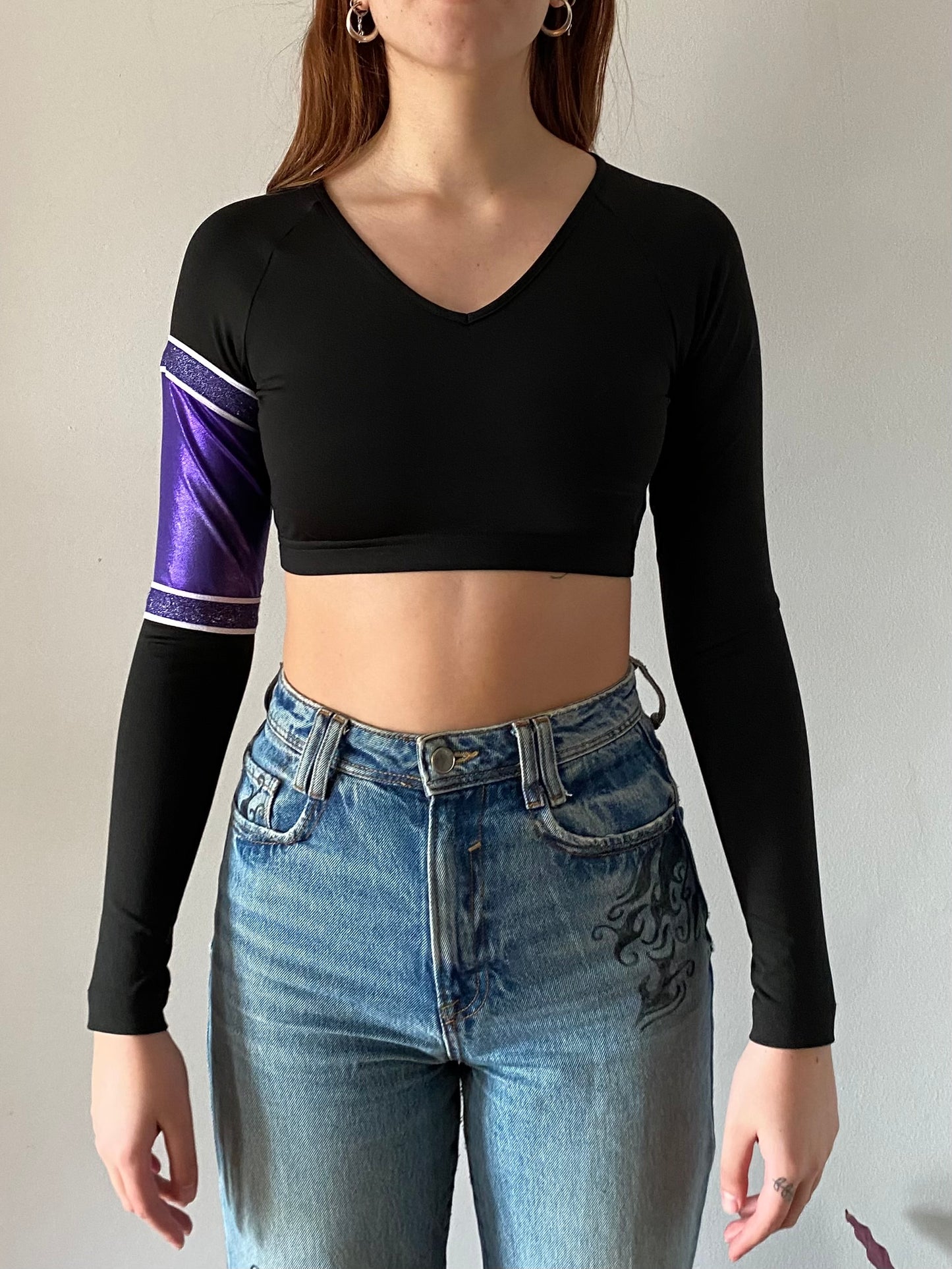 90s Cheerleader crop top with purple details