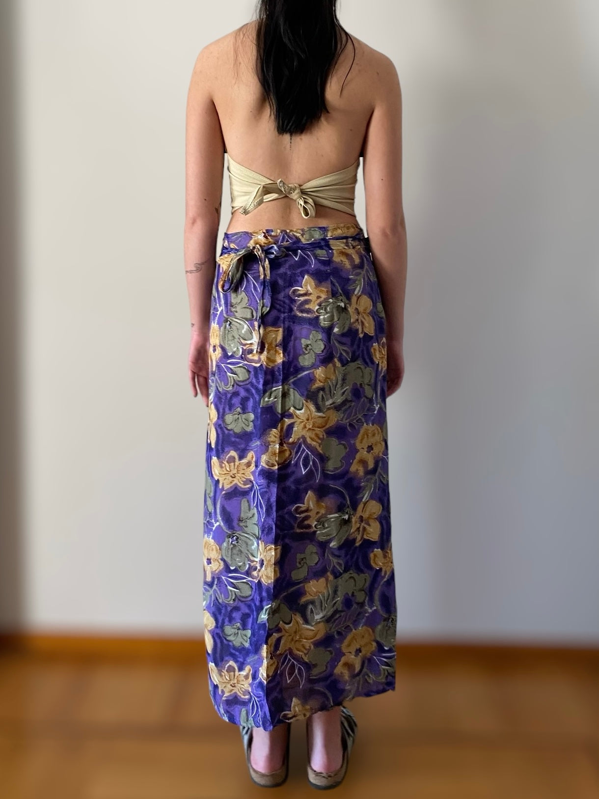 Vintage purple floral wrapped skirt