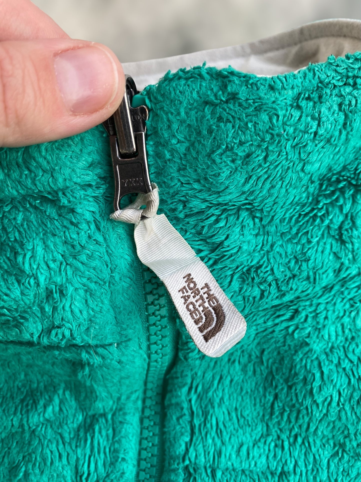 Emerald green The North Face furry fleece