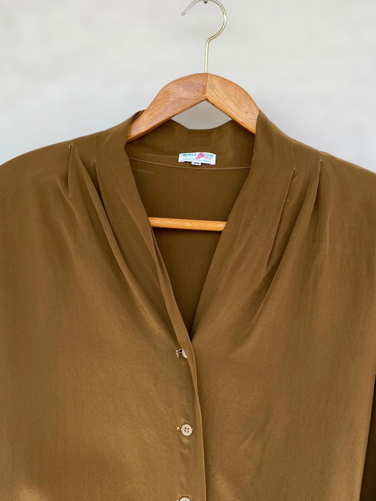 Golden brown vintage silk shirt