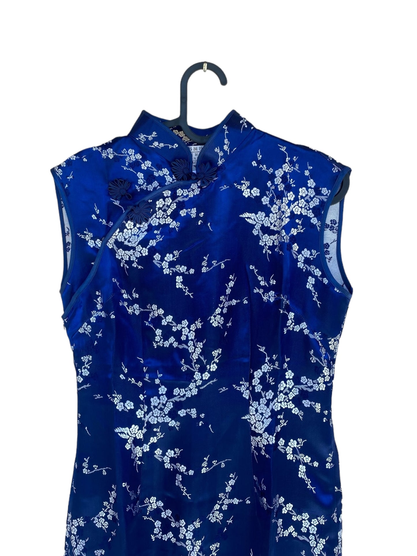 Dark blue Qipao silk long dress