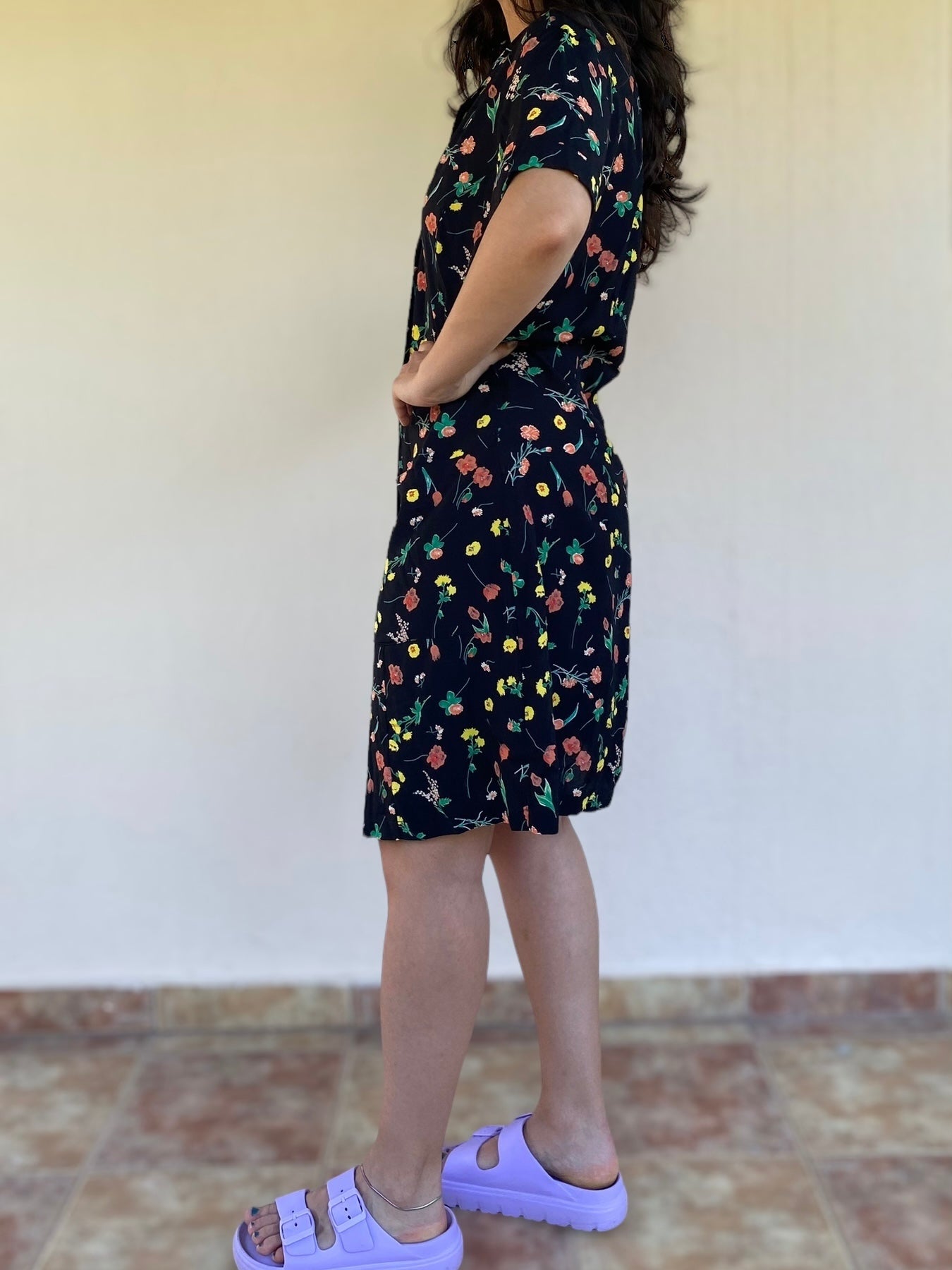 90s vintage dark floral dress