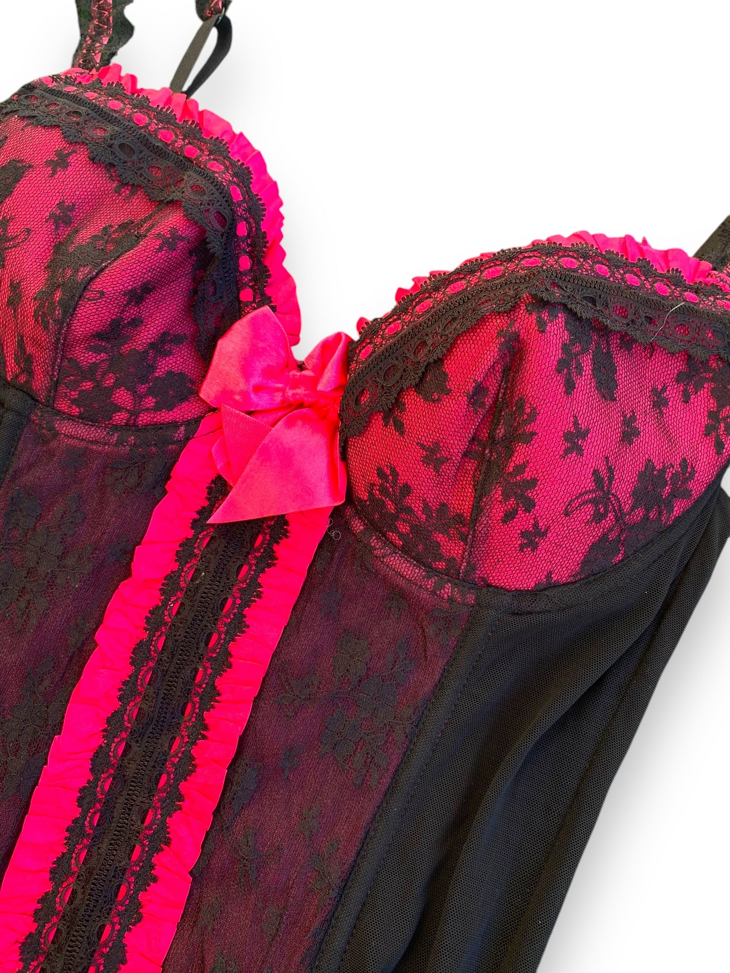 00s pink-black lingerie corset