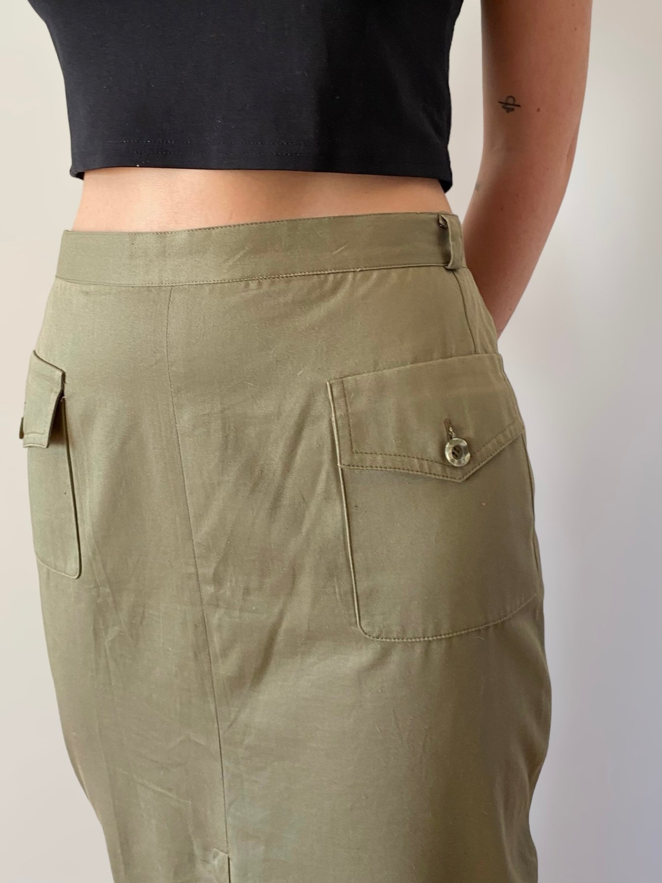 Olive midi skirt