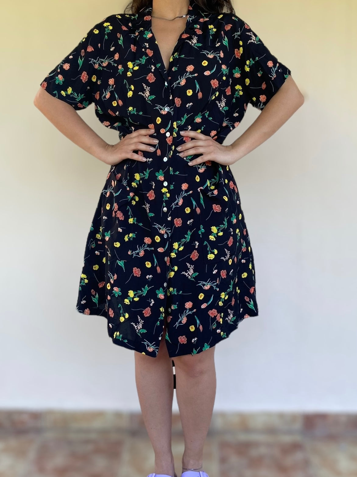 90s vintage dark floral dress