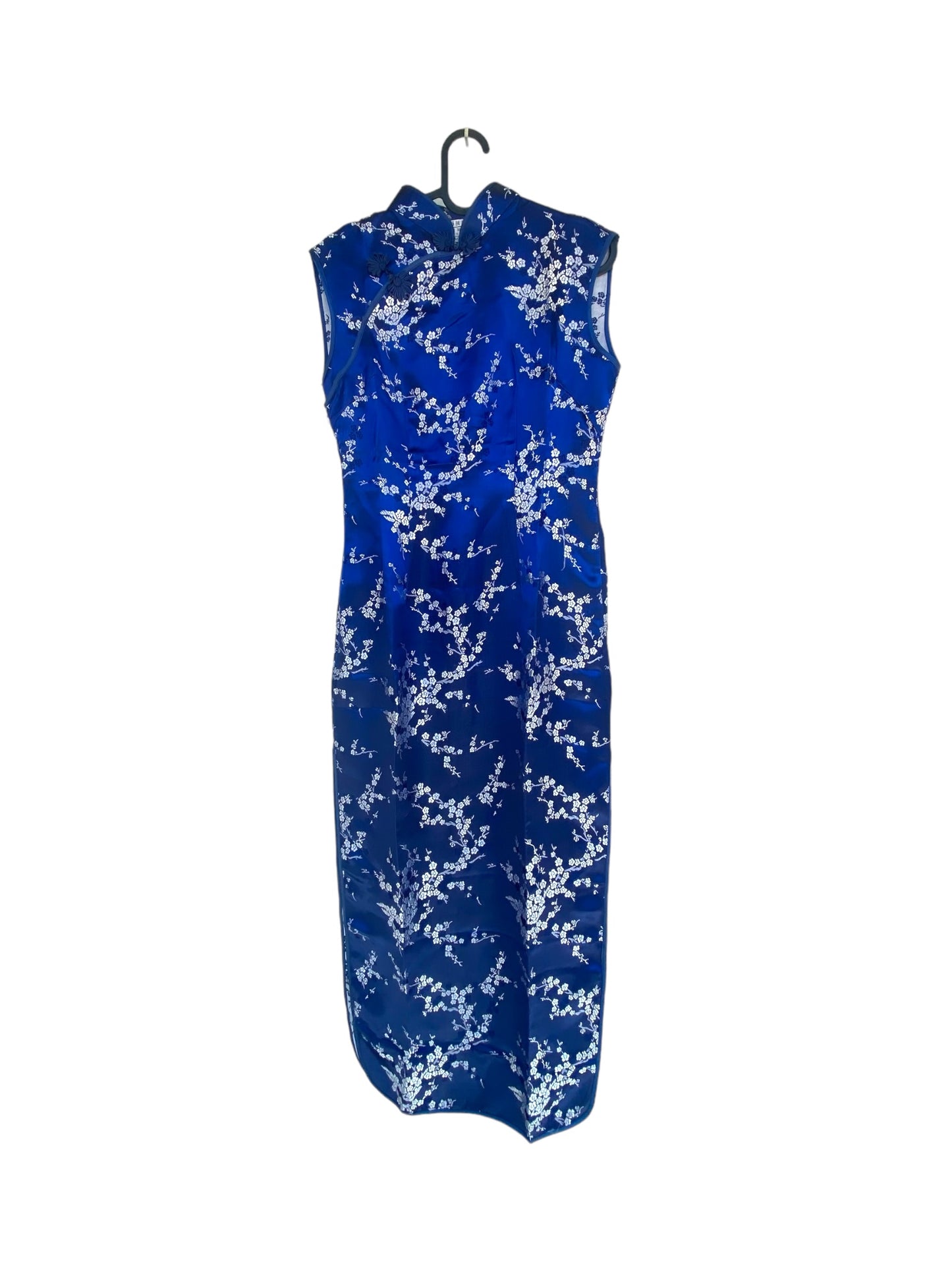 Dark blue Qipao silk long dress