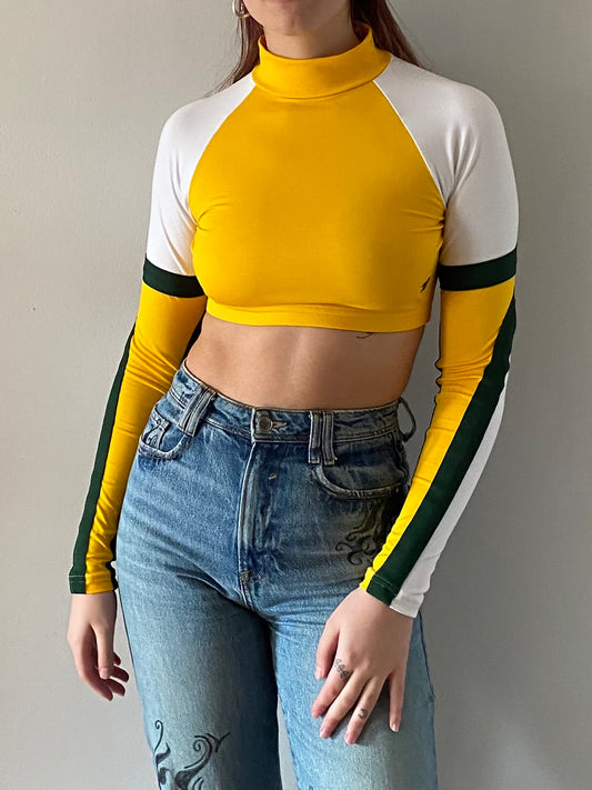 American 90s cheerleading long sleeve crop top