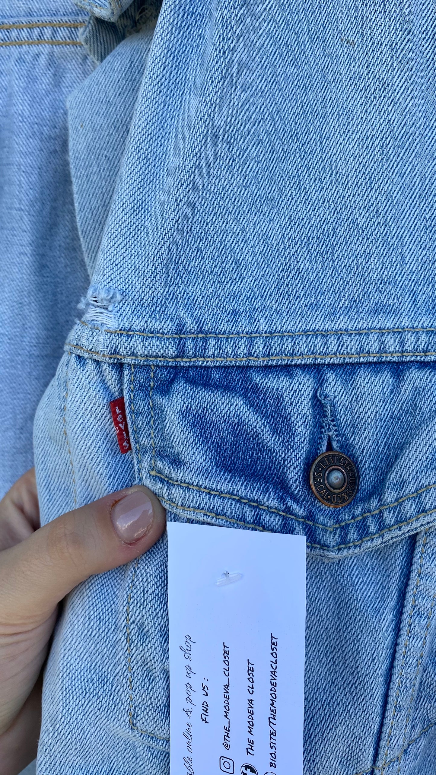 Levi’s light washed jean jacket - small reworked touch