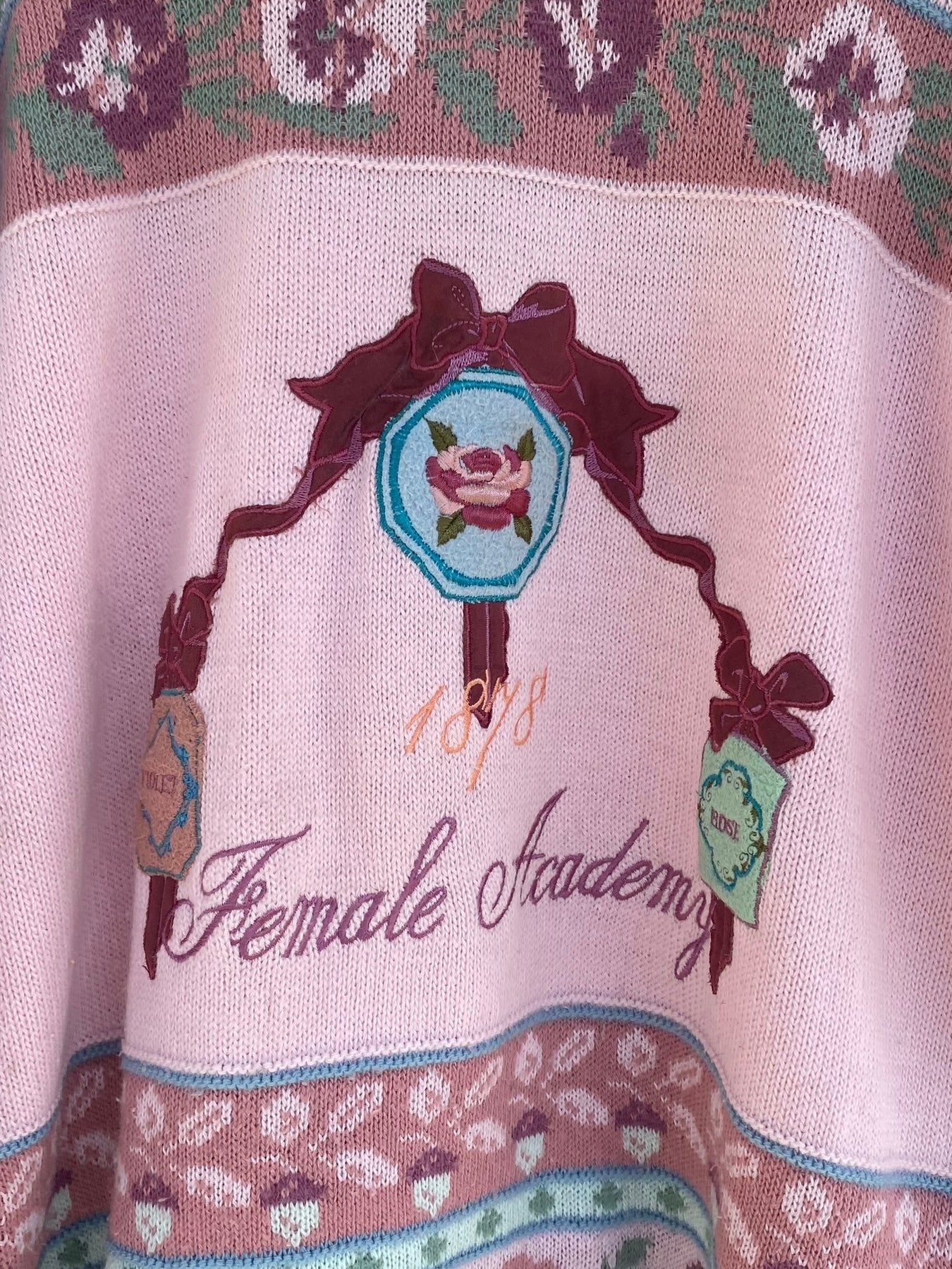 Vintage candy sweater with embroidered details