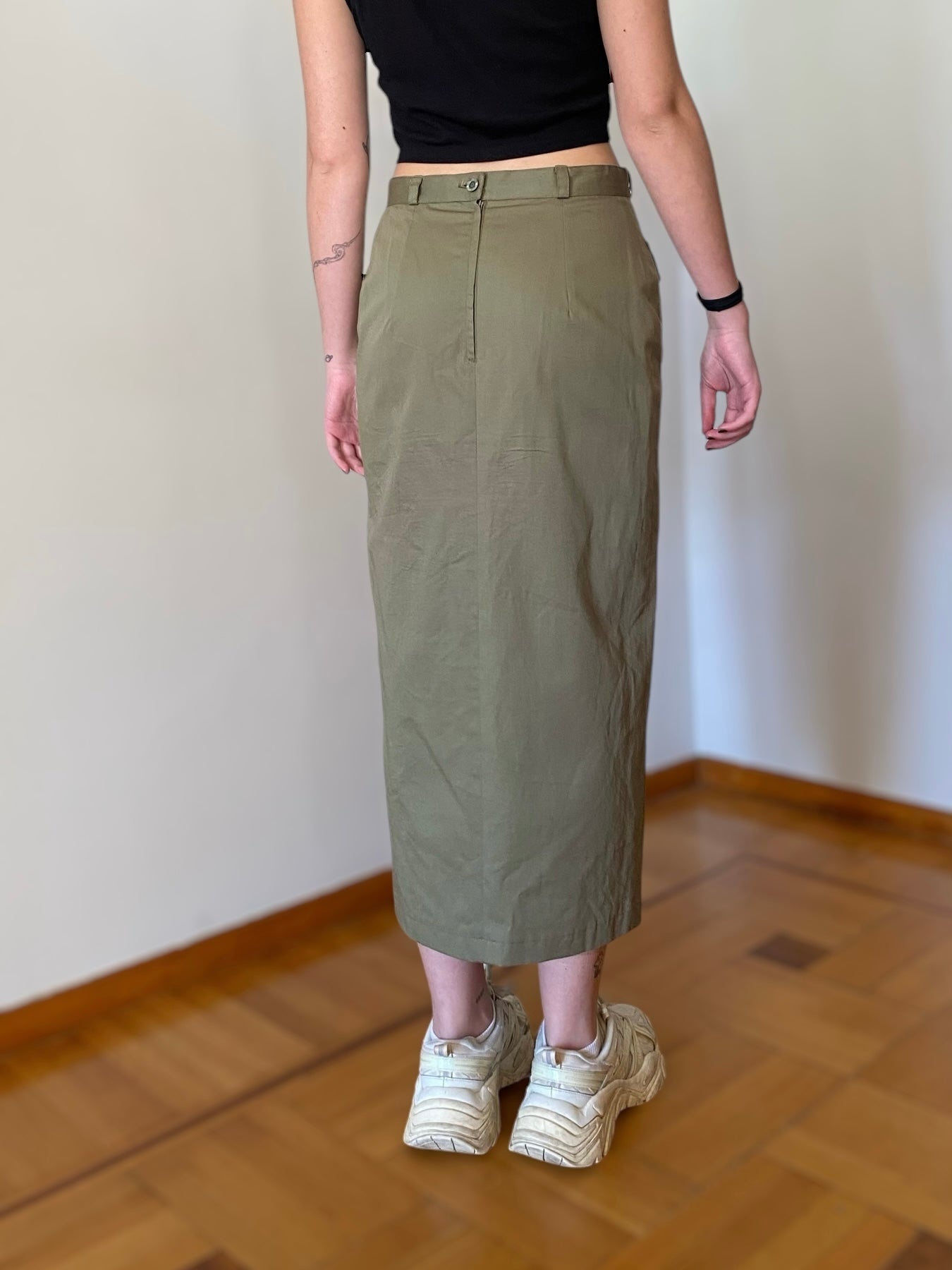 Olive midi skirt