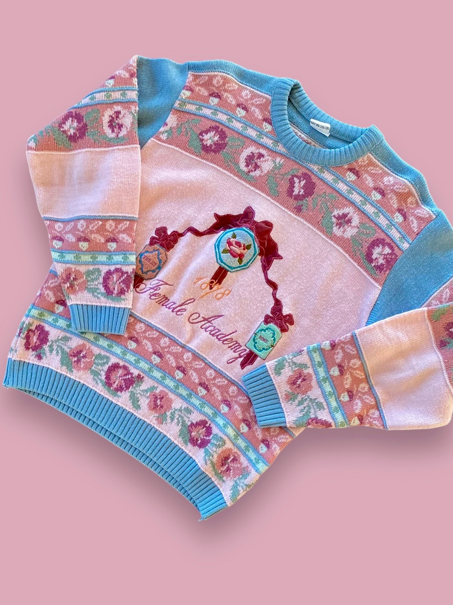 Vintage candy sweater with embroidered details