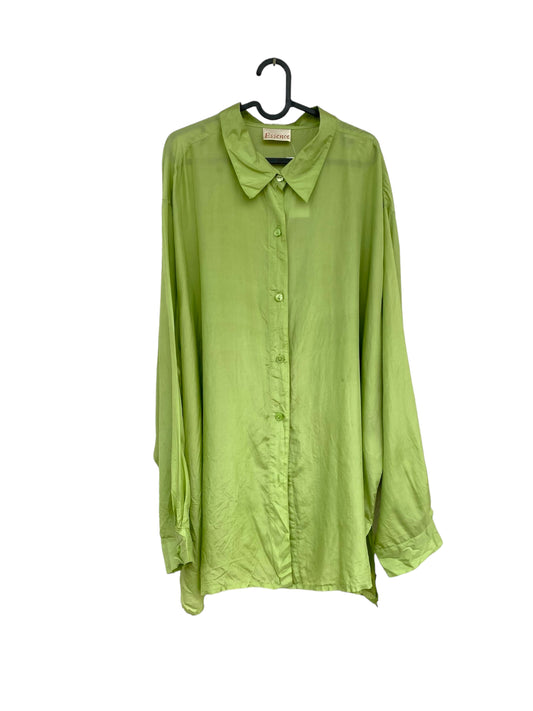 Green long silk shirt