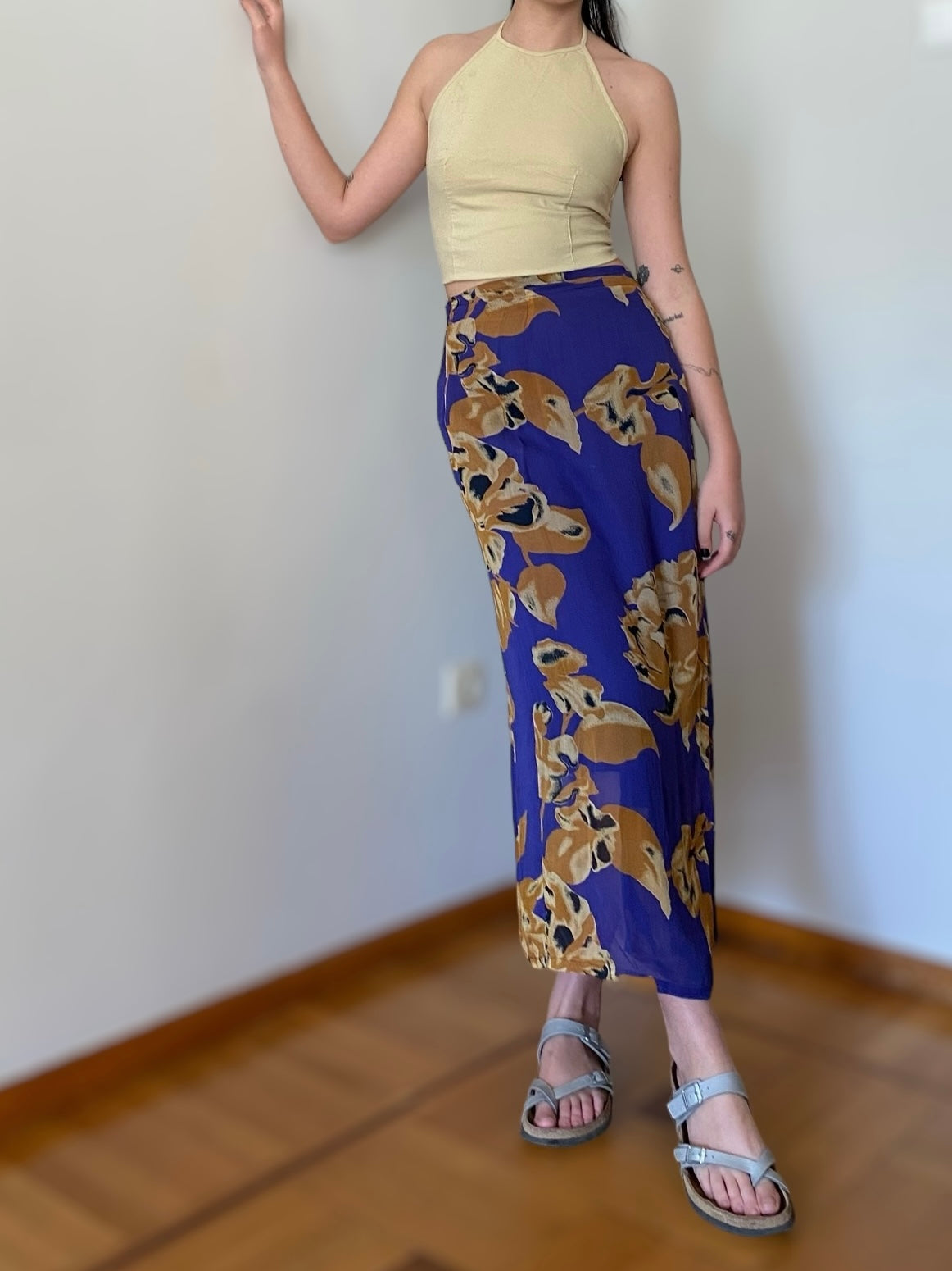 Vintage wrapped skirt with 2 lines of fabric